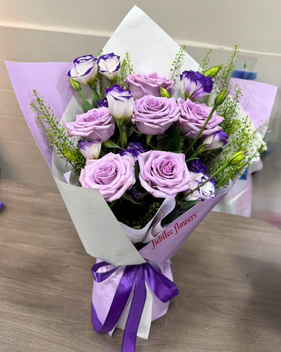 海洋之歌玫瑰 洋桔梗花束