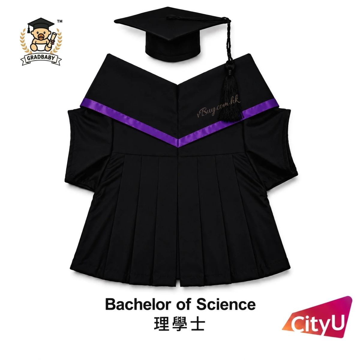 城大CityU公仔畢業袍-理學士 可綉名/校名/年份/校章 公仔畢業袍 Gradbaby