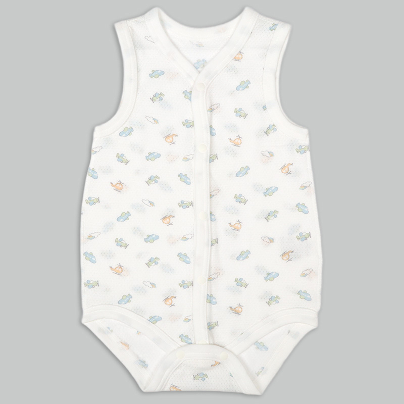 🇯🇵預訂 日本直送🇯🇵天空飛機印花純棉網眼前開式無袖背心包屁衣兩件套