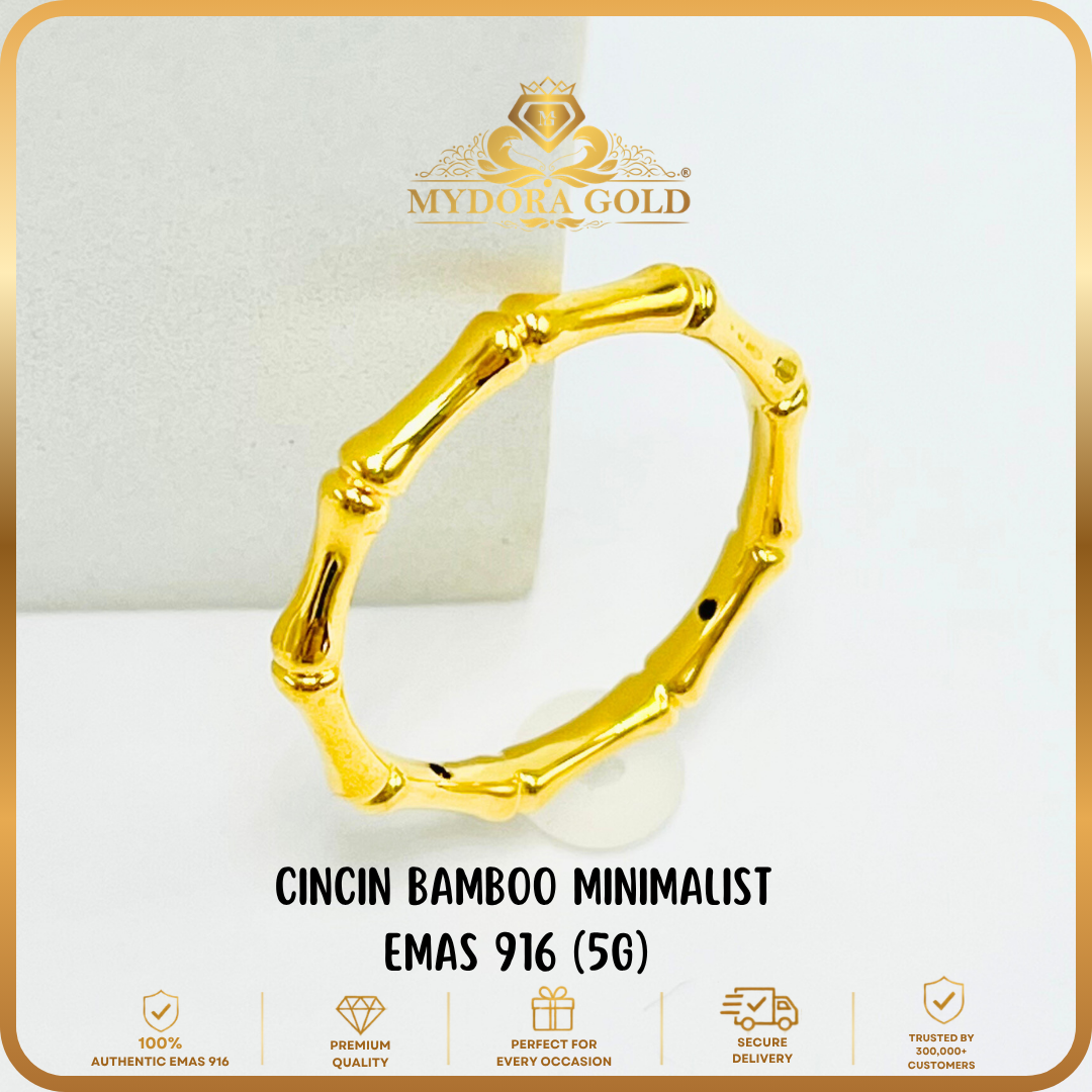 MYDORA Cincin Bamboo Minimalist EMAS 999/24K & EMAS 916/22K
