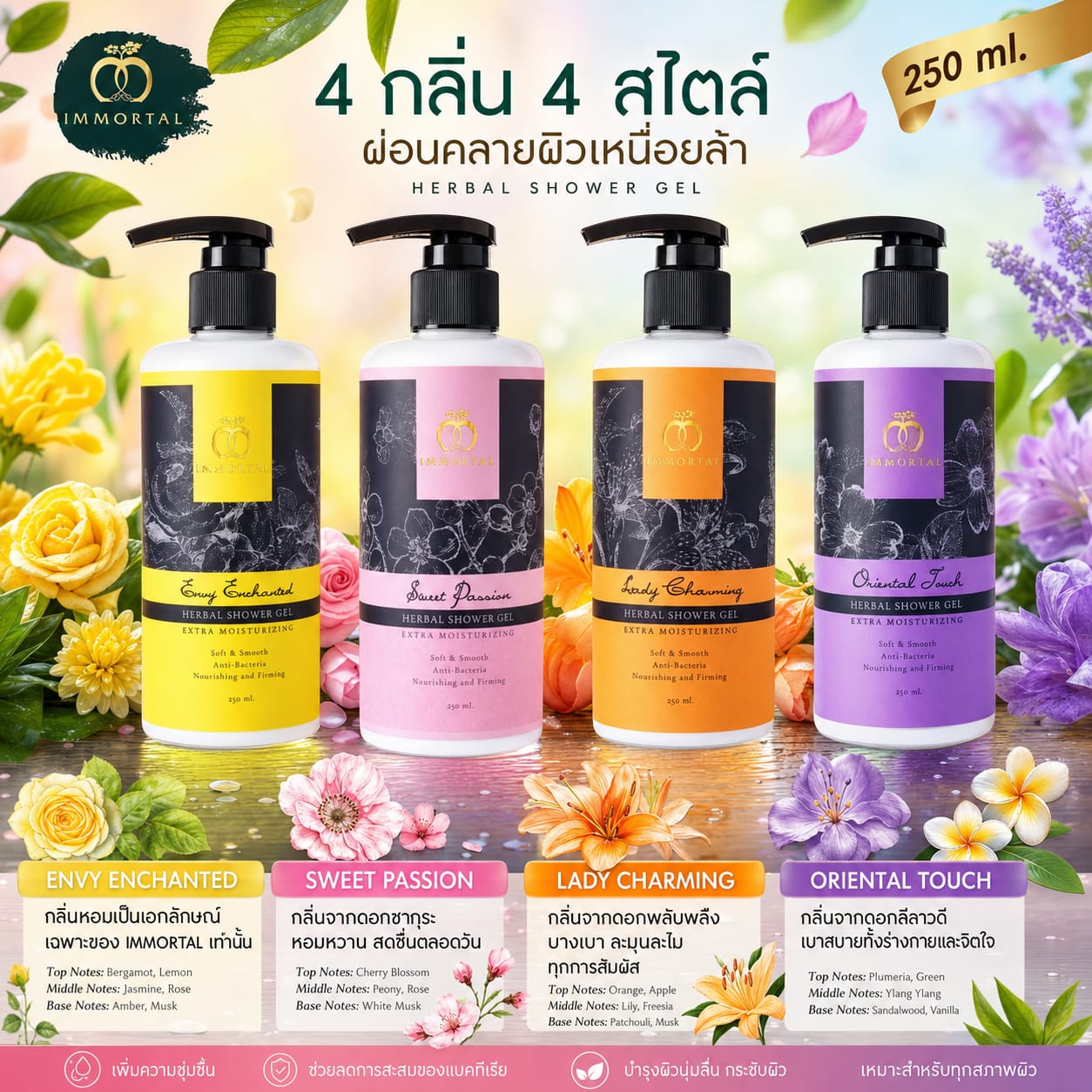 🇹🇭泰國 IMMORTAL 草本沐浴露／Shower Gel（泵裝）🌿🛁 