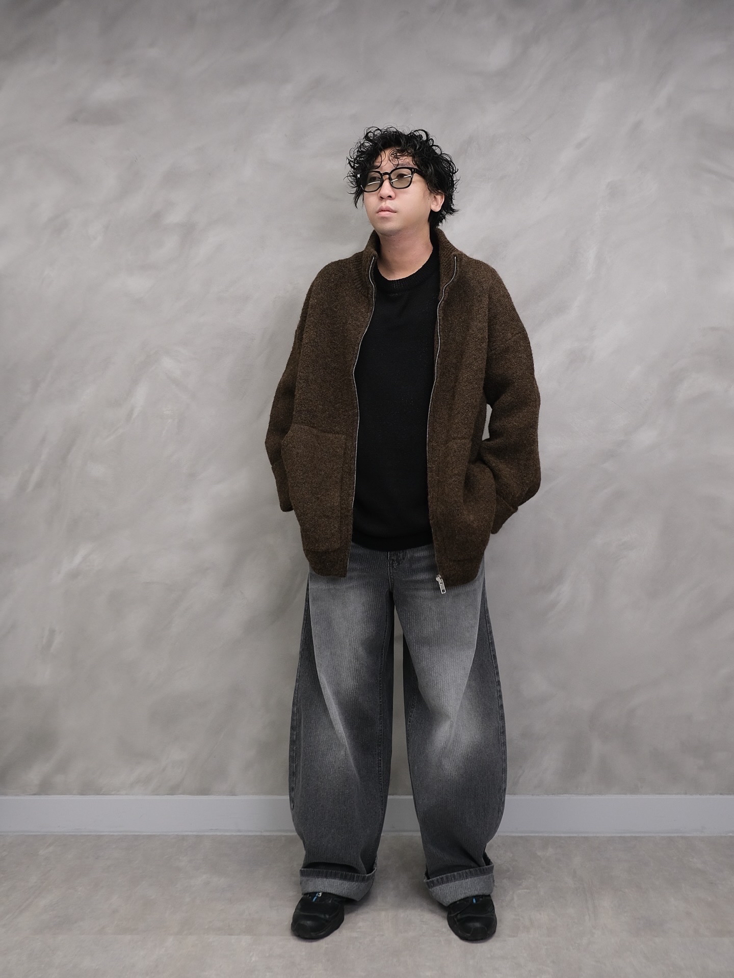 (Unisex) Zip-up knit cardigan #jk07