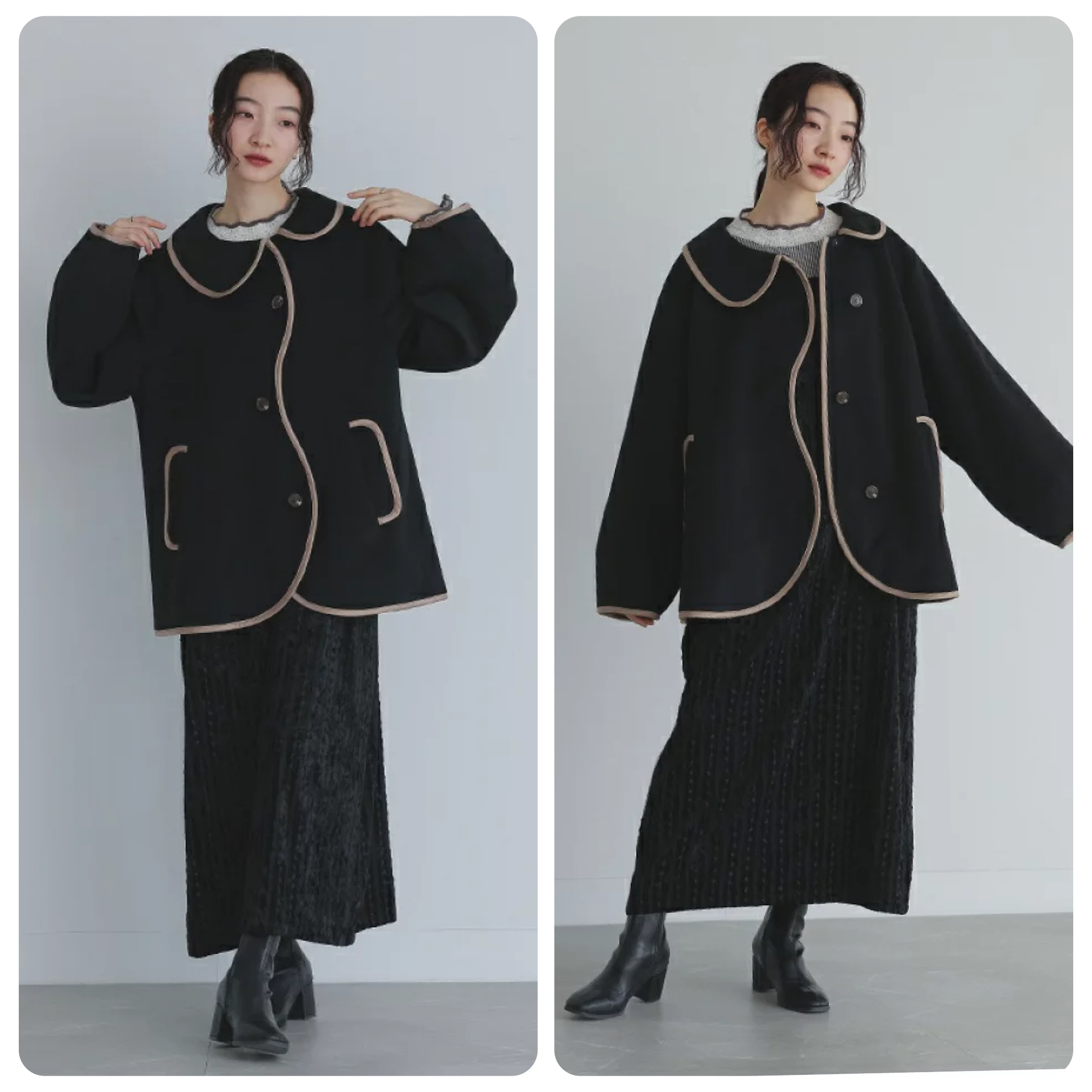 日本預訂📍日本不對稱拼色波浪邊外套 不包郵