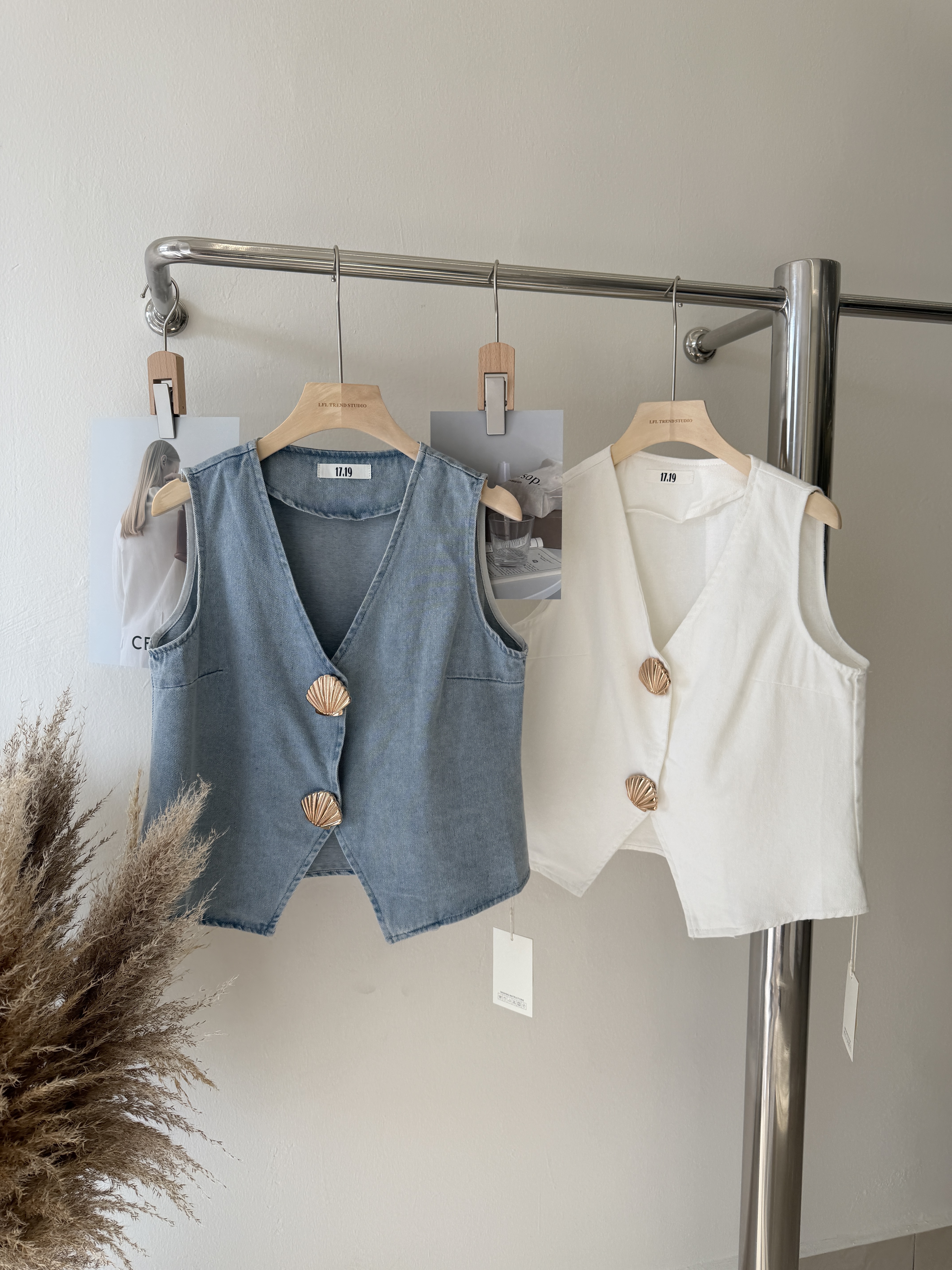 6555 法式御姐V领牛仔马甲