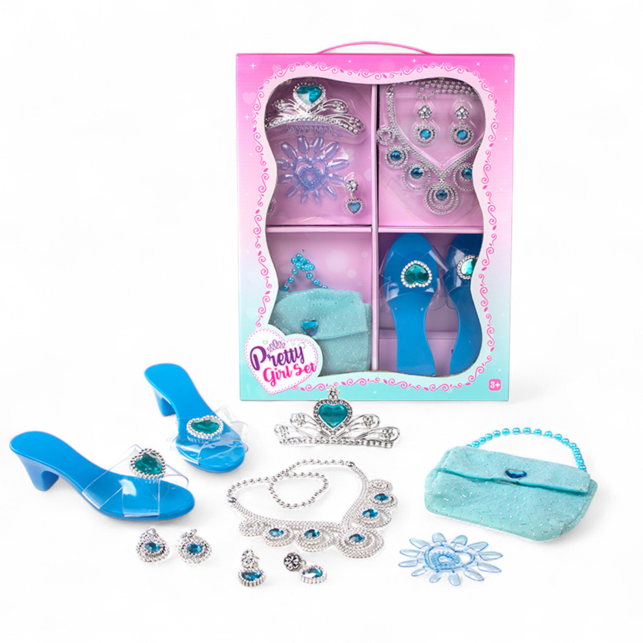 冰雪系列 公主扮靚皇冠飾品套裝 兒童角色扮演首飾高跟鞋禮盒 女童夢幻公主玩具套裝