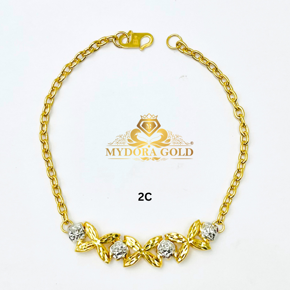 MYDORA Rantai Tangan Sauh Licin Bunga Marissa l EMAS 916/22K