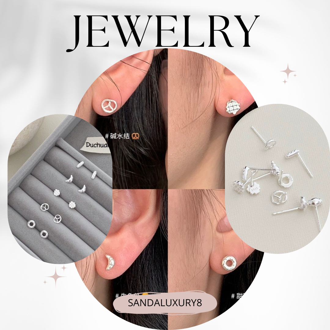 Bread Design Silver stud earrings