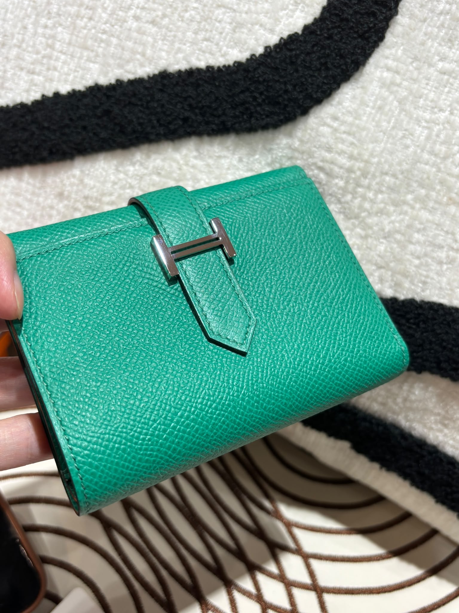 HERMES Bearn Compact Stamp Z Short Wallet Epsom Calfskin 牛皮帝王綠色 100%Authentic,98% new ✅box 