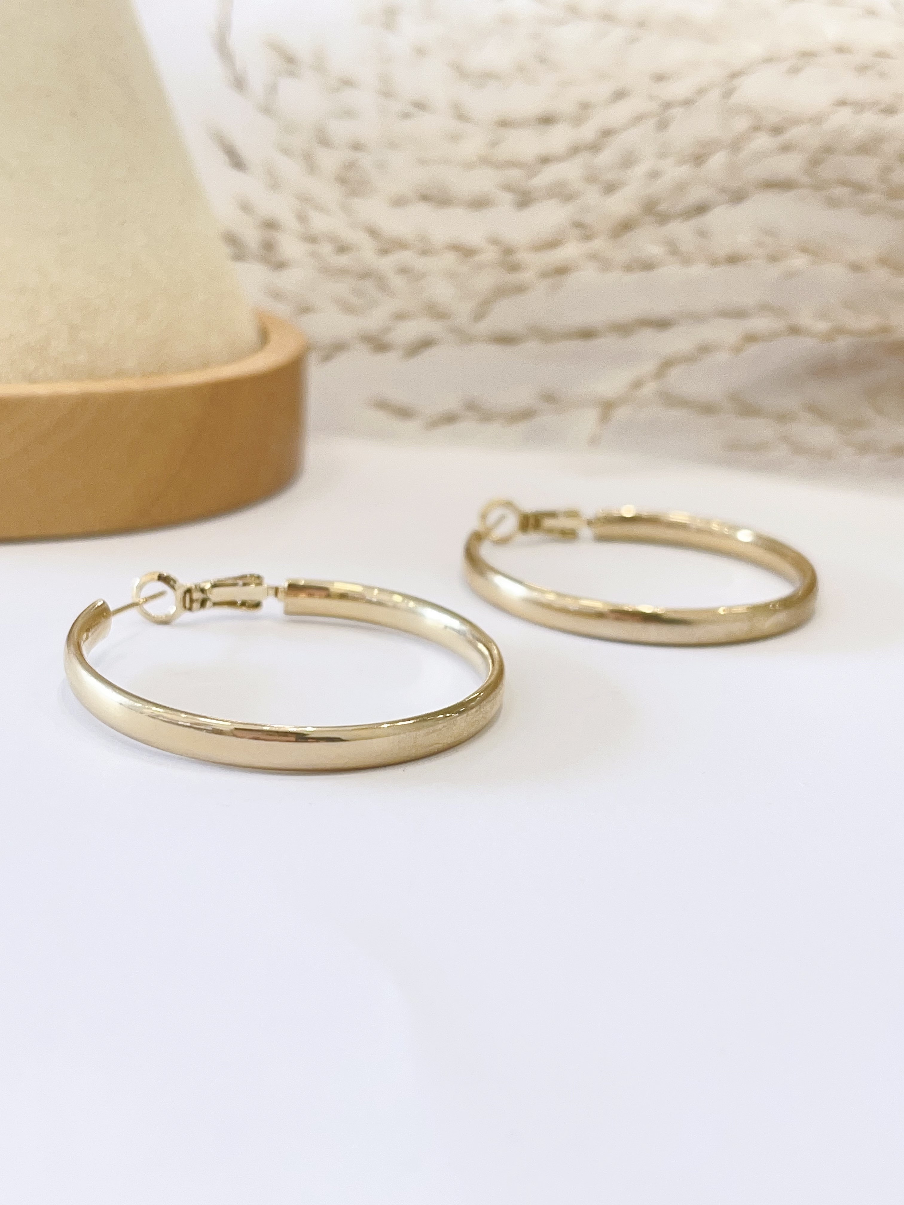 简约金色素圈耳扣耳环