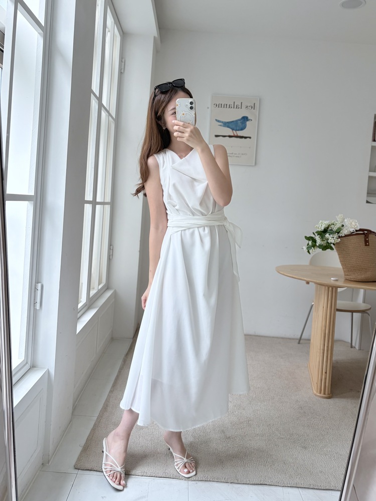 Athena Drape Dress (White)