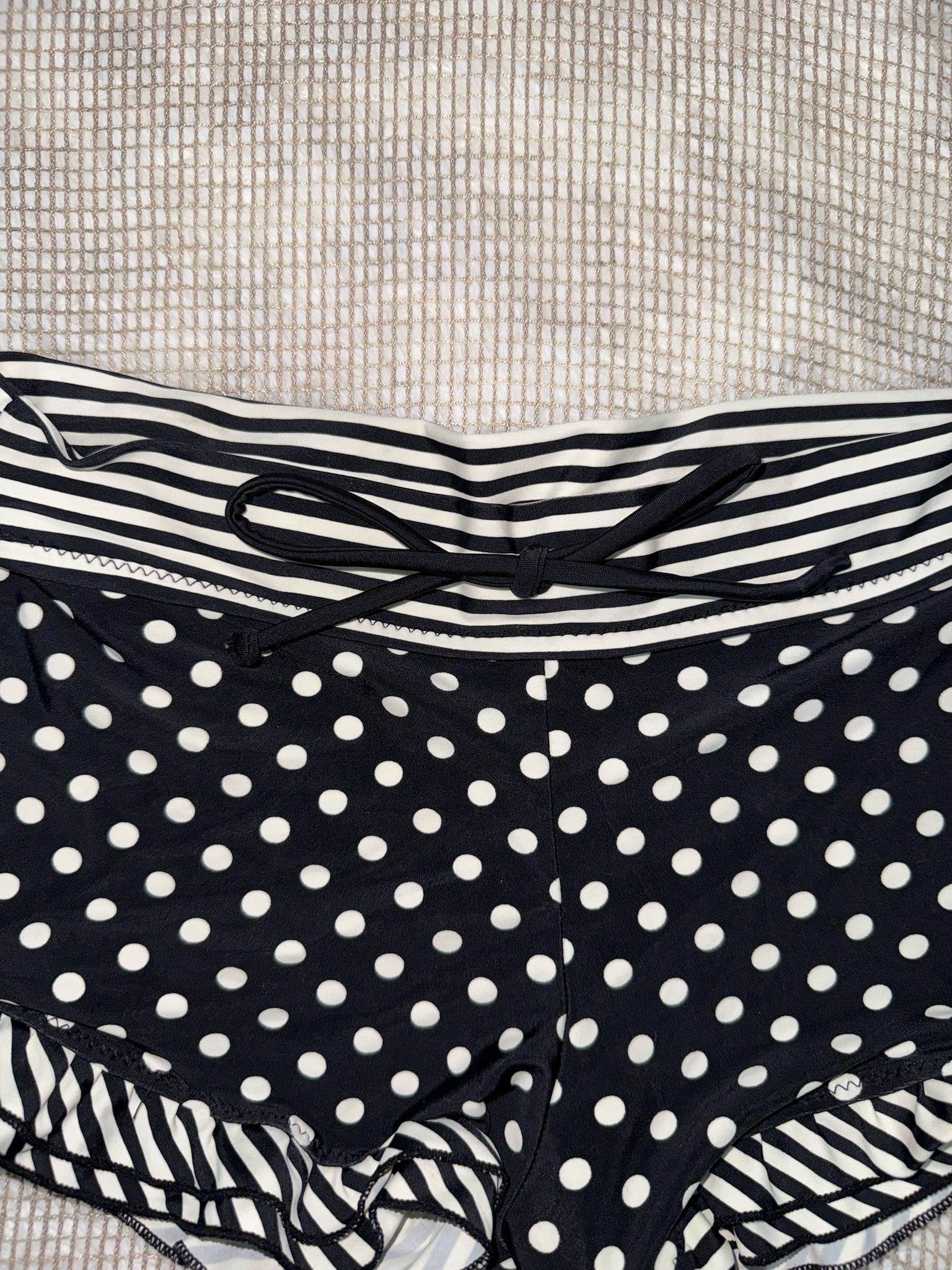 Polka Dot and Stripe Mix Ruffle Shorts