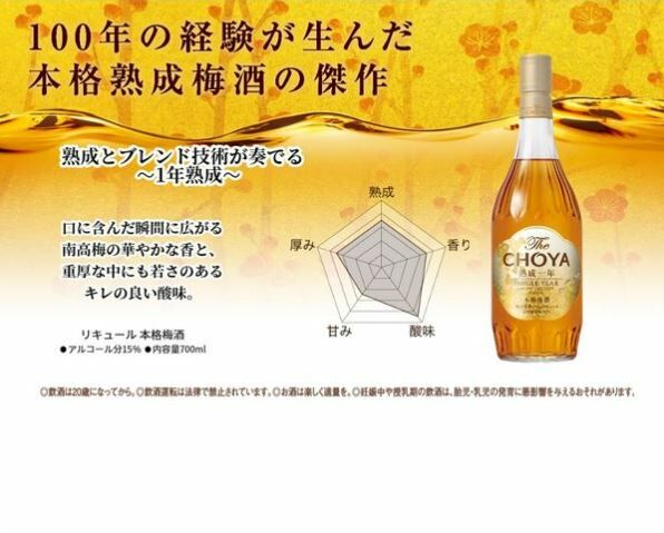 CHOYA 梅酒1年陳釀 700ml - 1瓶 - 現貨