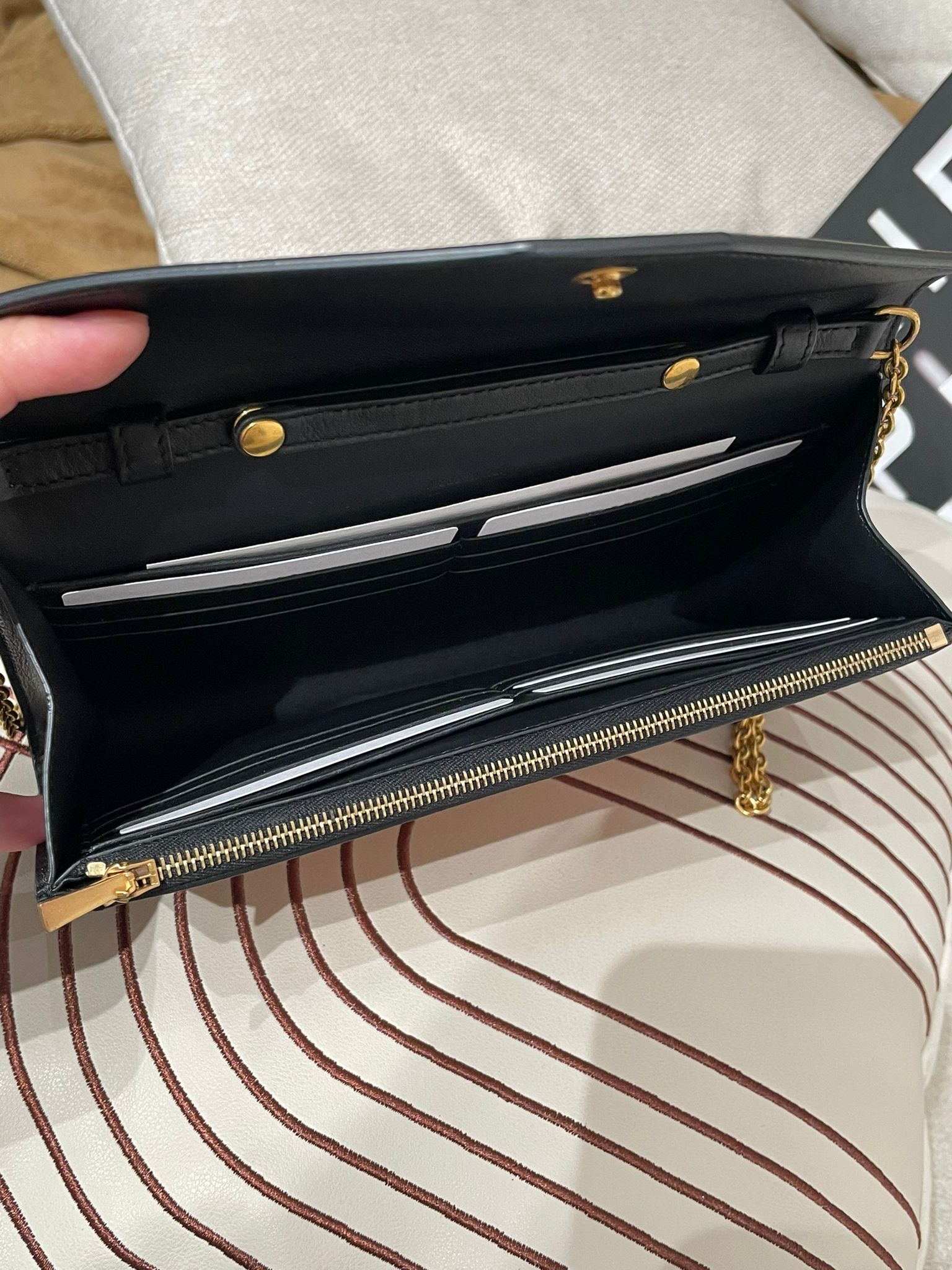 Celine clutch on chain 灰色拼粉紅牛皮鏈條銀包斜孭袋  100%Authentic ,98%new✅dust bag 