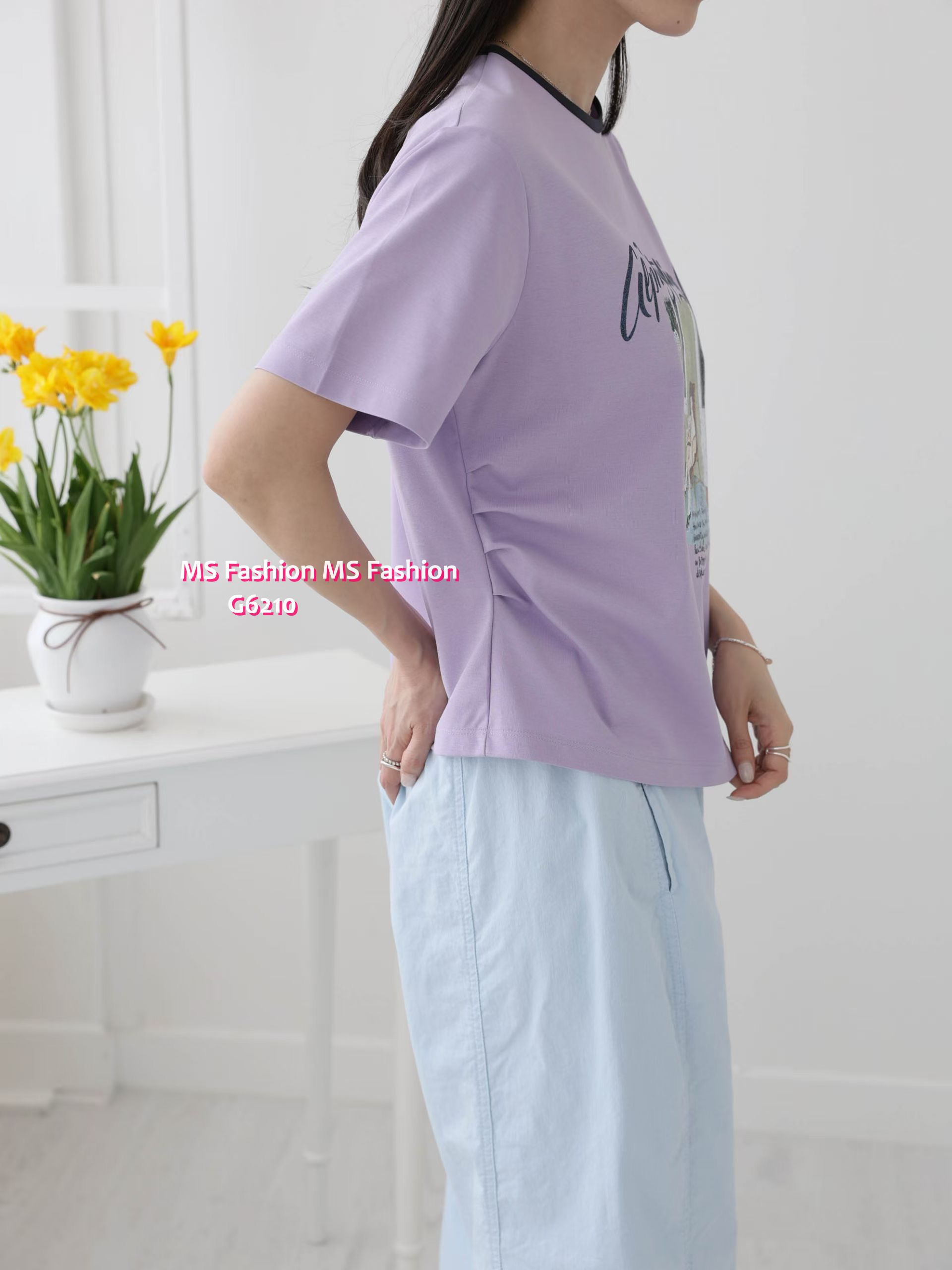 G6210 韓國🇰🇷靚print側打皺top