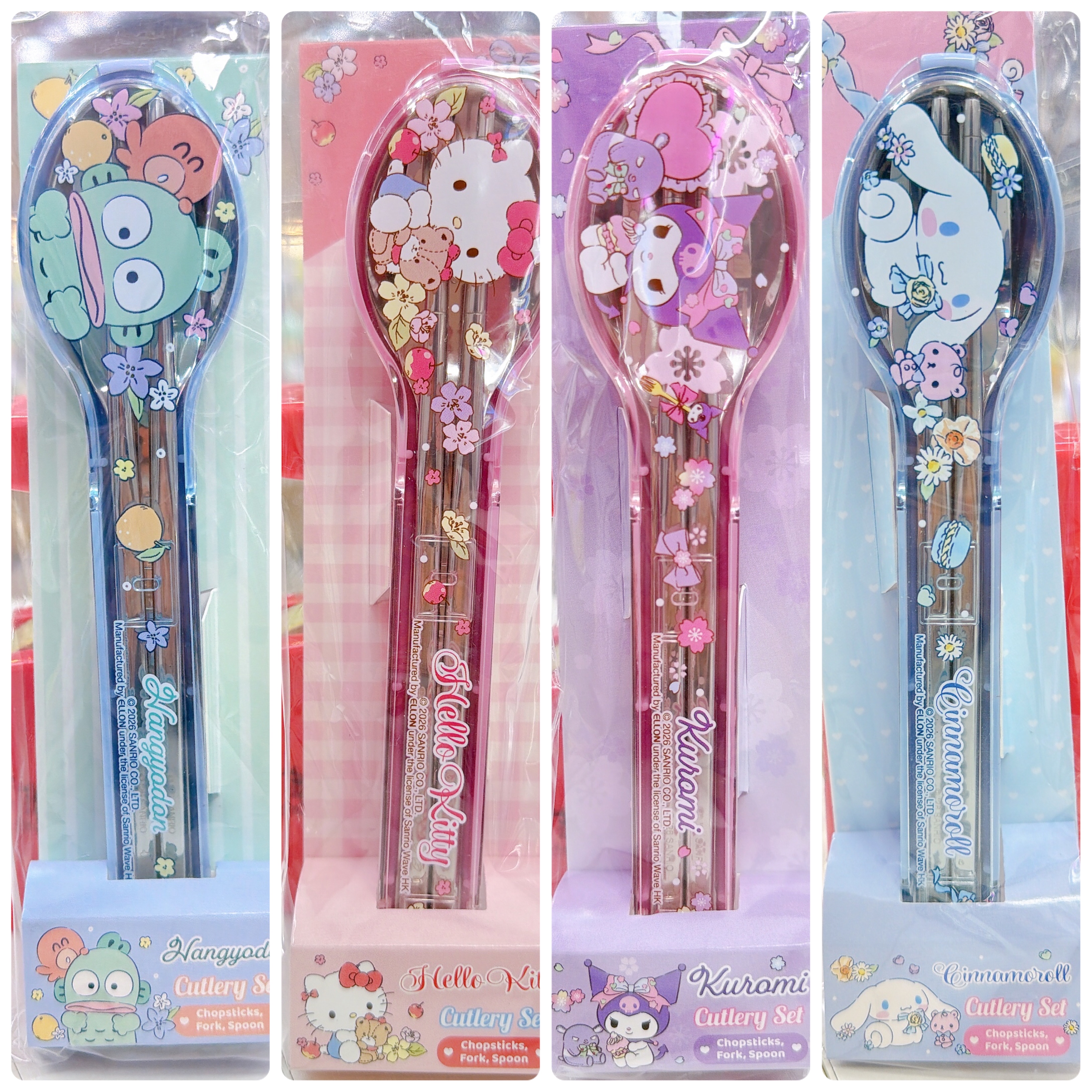 原裝行貨sanrio  304不鏽鋼匙羹 筷子 叉！餐具套裝！