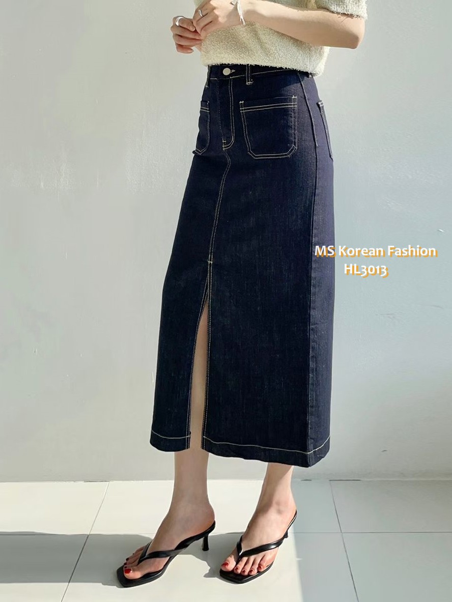 HL3013 韓國🌼Howluk前開叉中長半裙