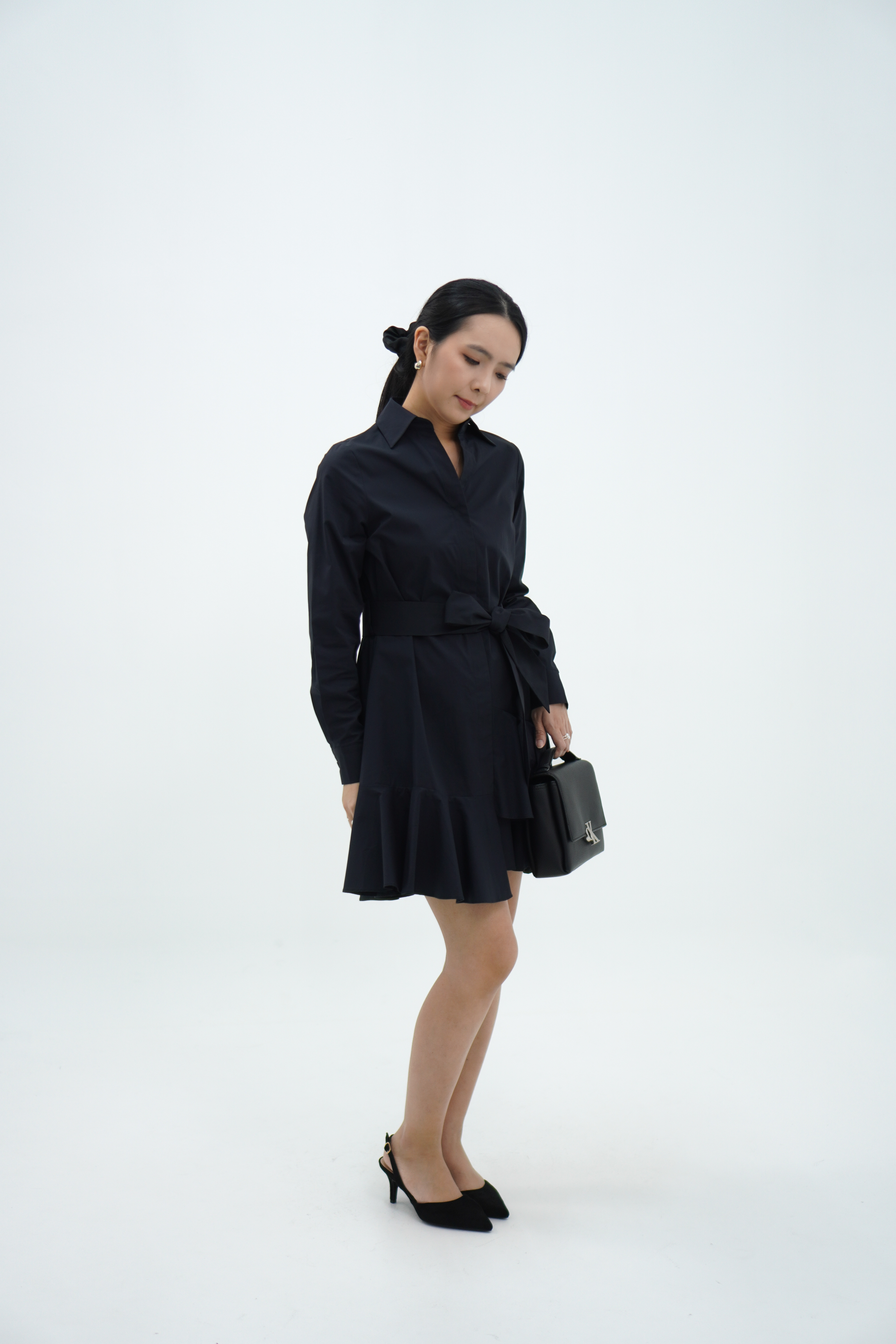 【设计师款】长袖层叠下摆连衣裙 Long Sleeve Dress with Ruffle Hem