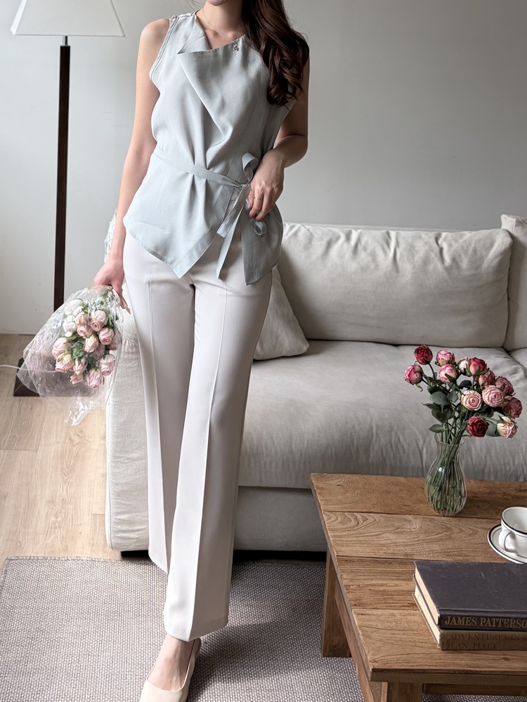 Camille Draped Wrap Blouse (Mint)