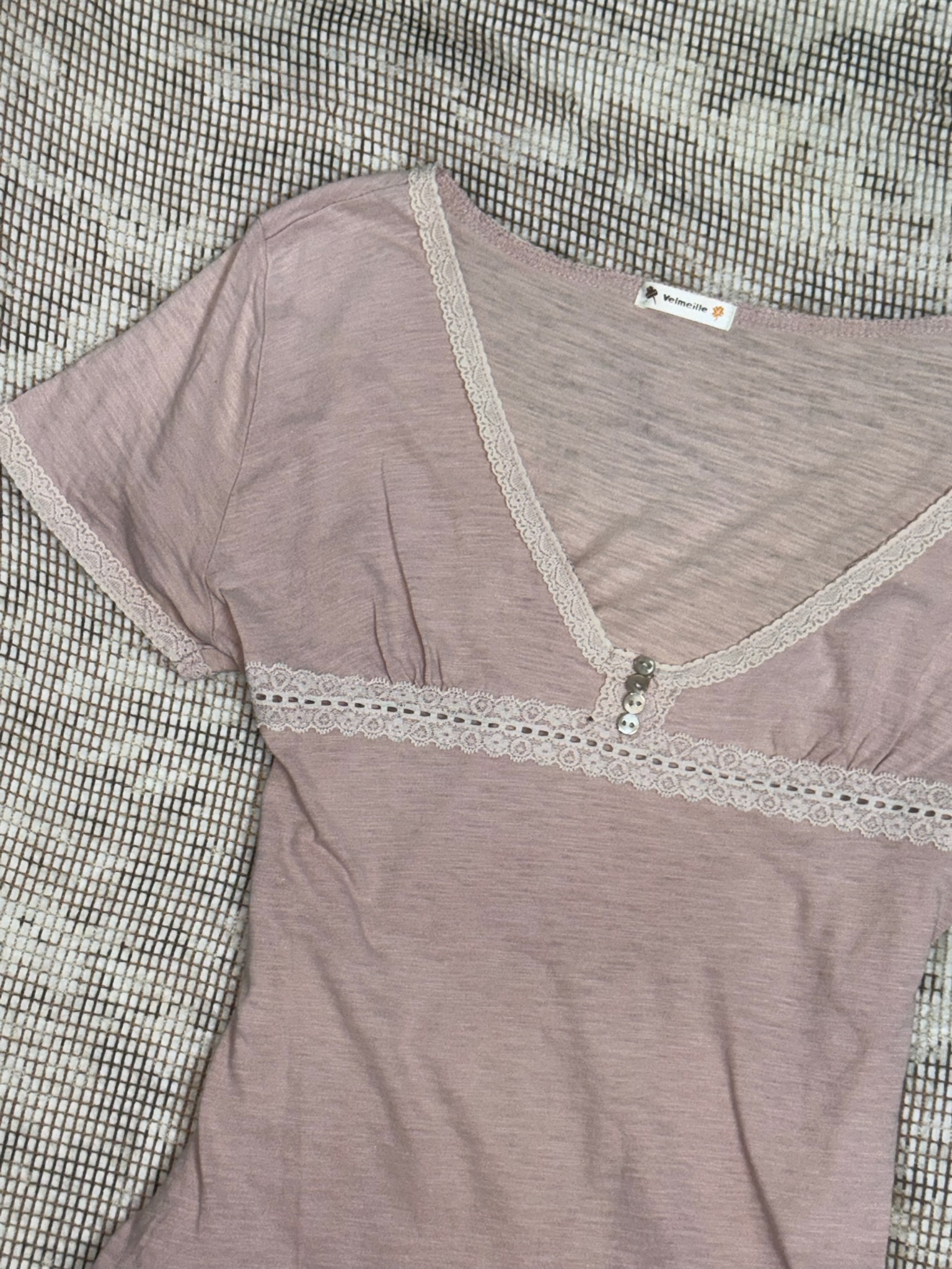 Coquette Dusty Pink Lace Crochet Blouse
