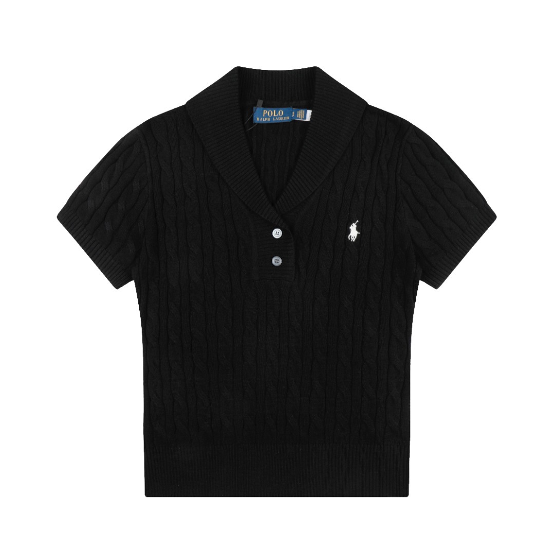預訂 RL Polo 小馬刺繡麻花針織短袖棉衫 