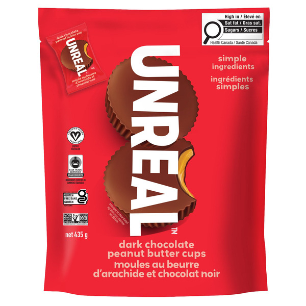 加拿大Costco直送 Unreal 黑巧克力花生醬杯 - 低糖