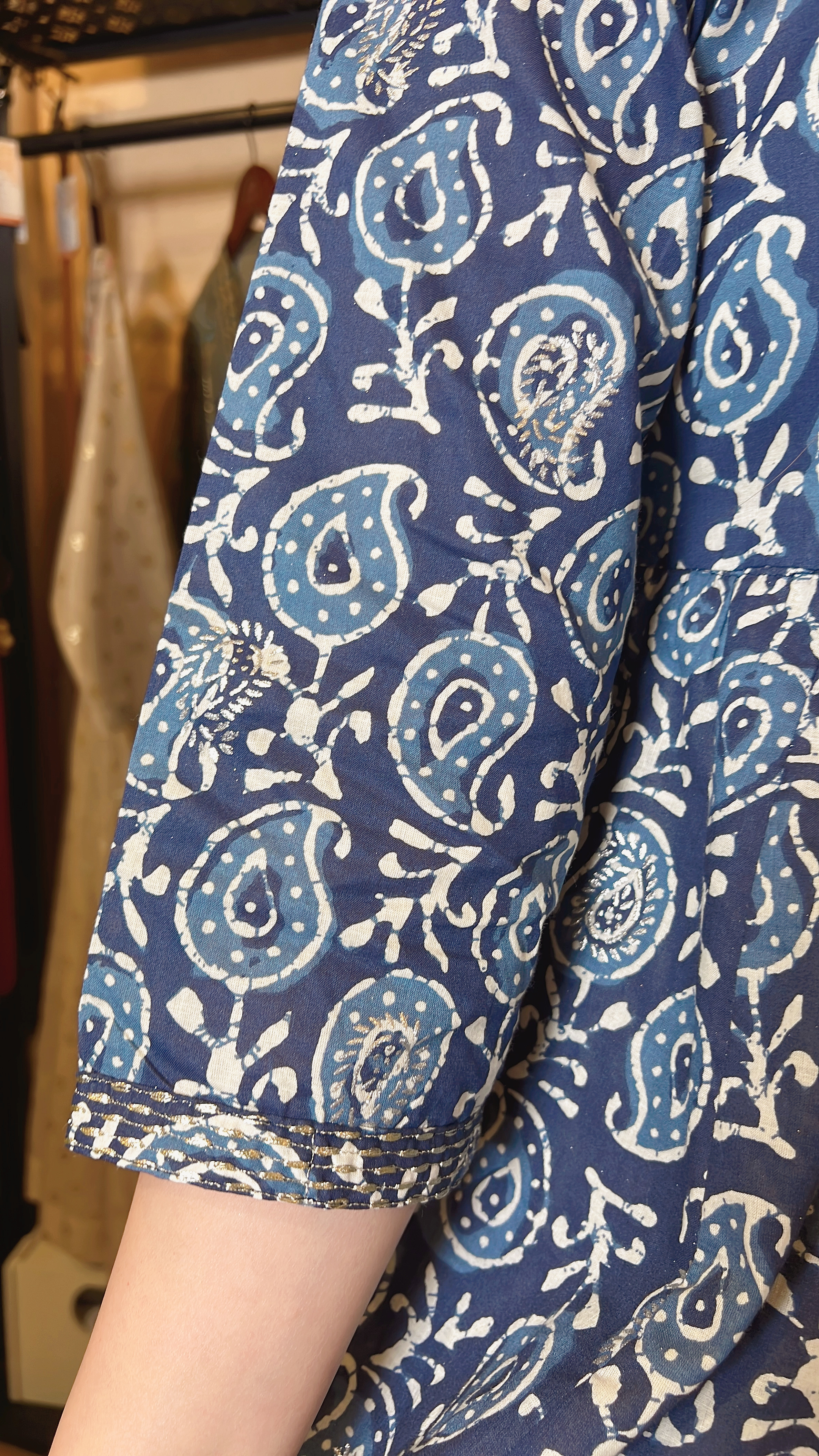 Blue X White Block Print 2- Layered OP49" #1074