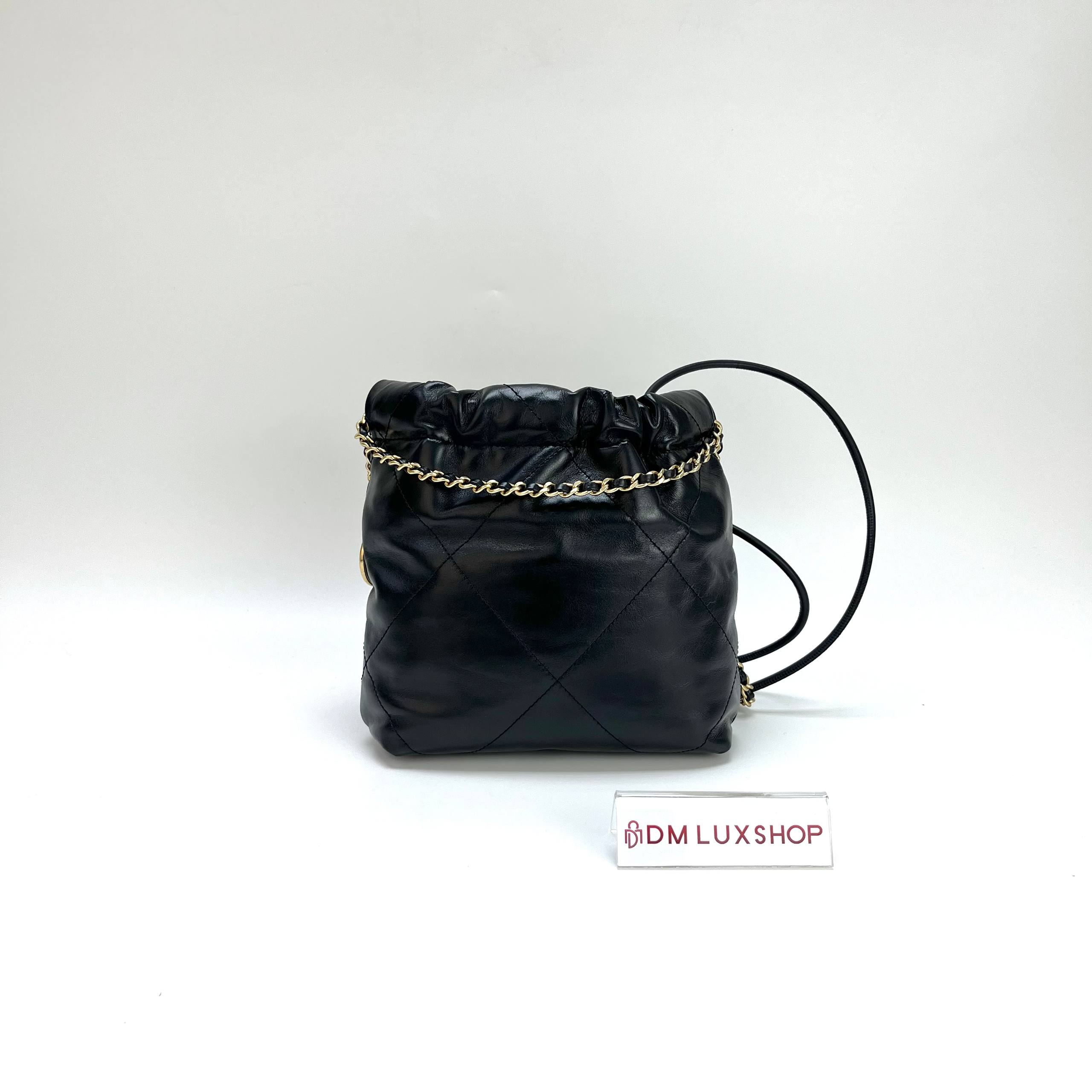 Chanel Black Mini 22 Pearl CC Chain GHW (Microchip)