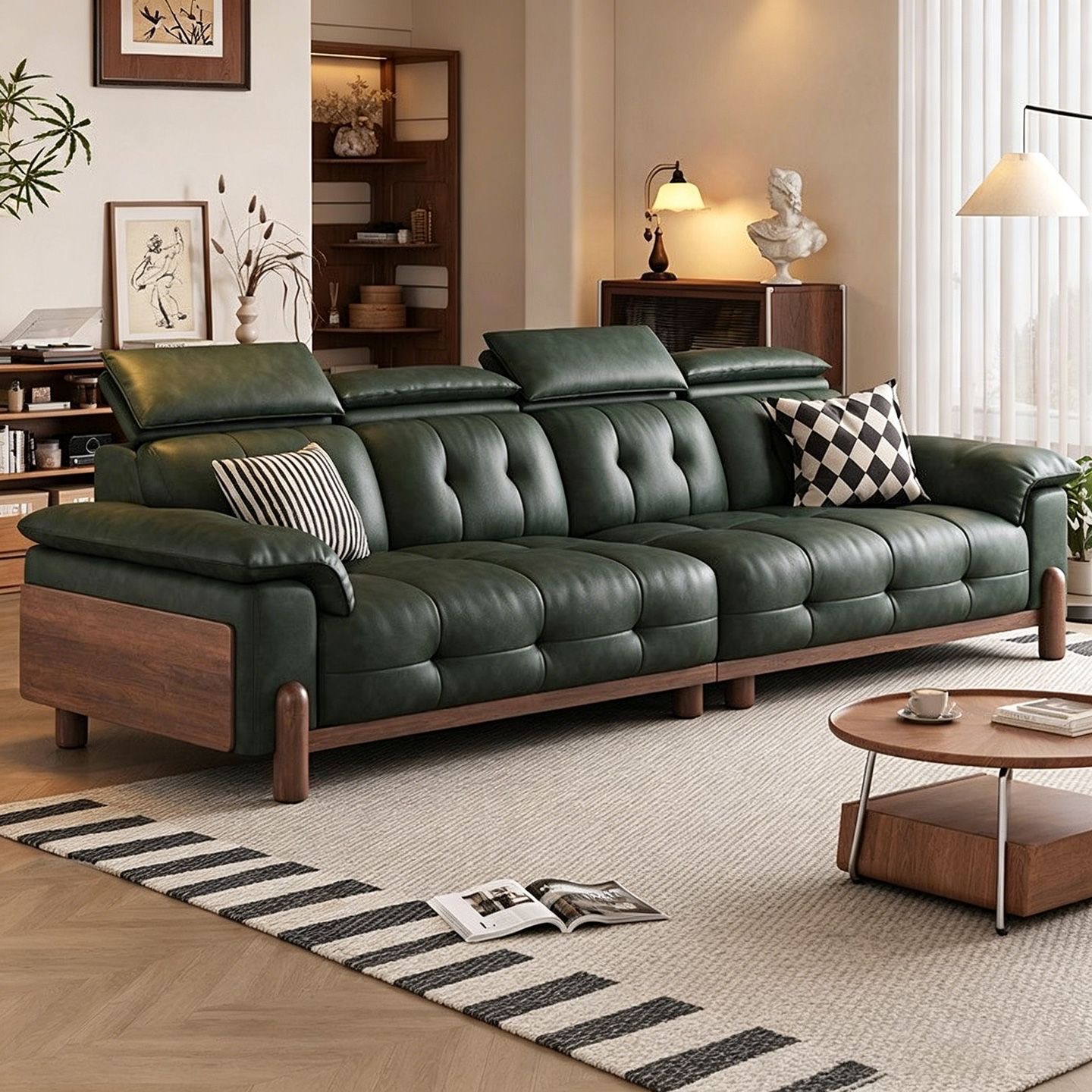 中古風直排皮藝梳化 現代簡約 大小戶型客廳適用 sofa