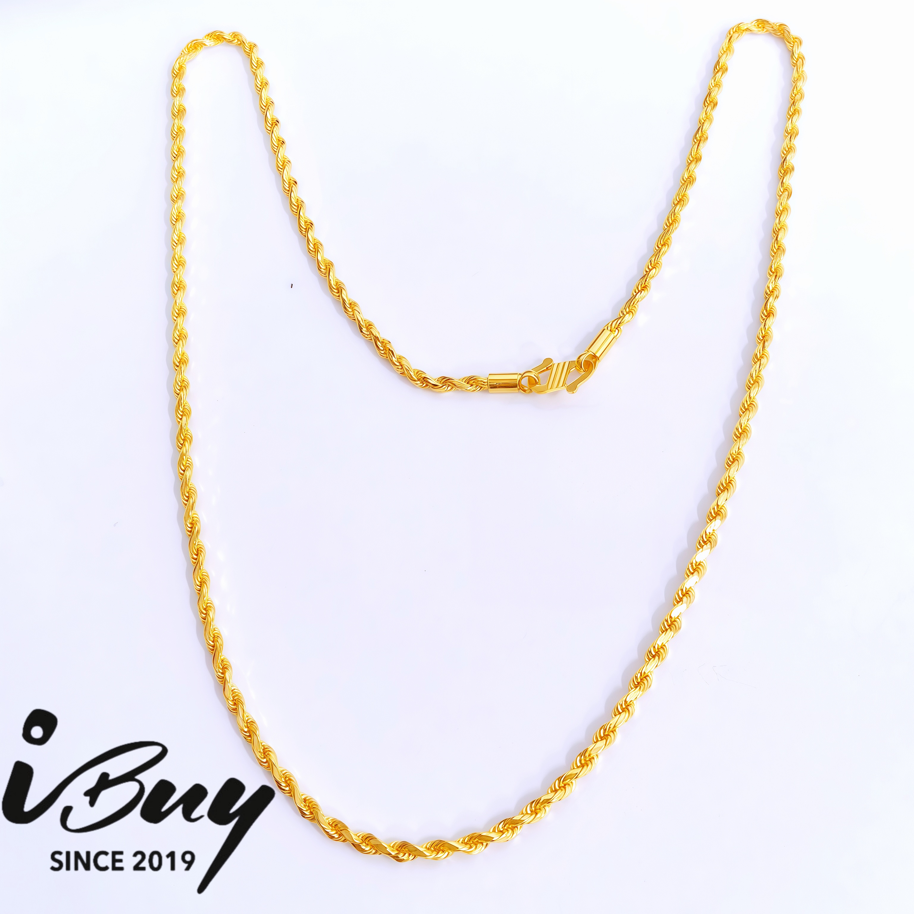 916 GOLD 3MM SOLID ROPE NECKLACE 916 916 金 3MM实心麻绳项链