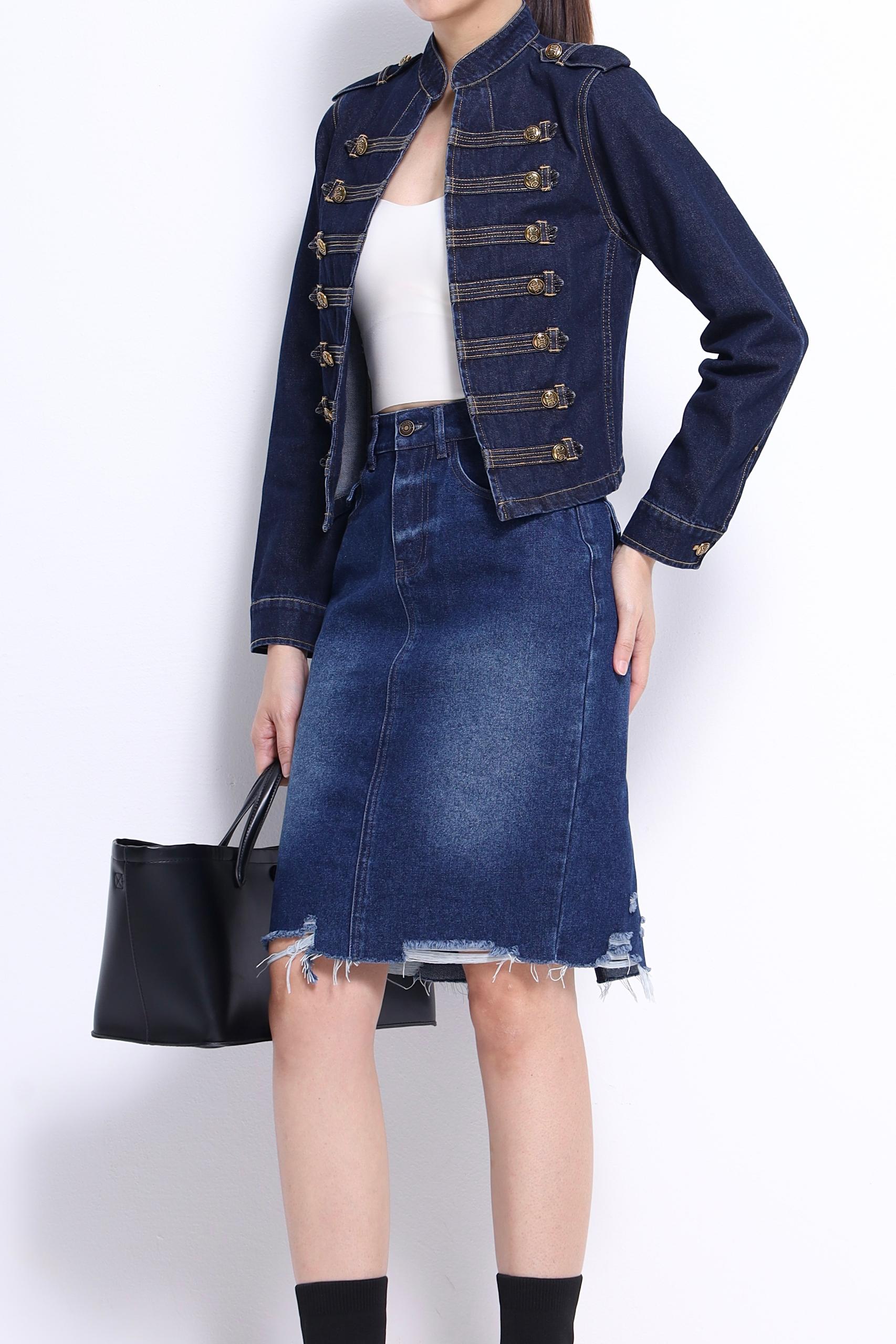 CS1426 Harper Denim Midi Skirt