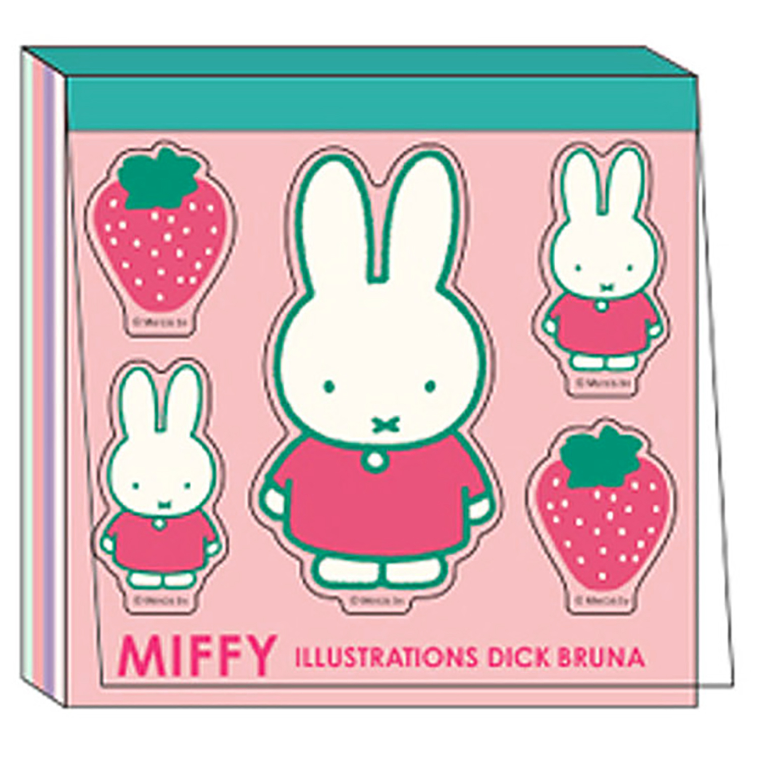 Miffy - 方形貼紙記事本 (粉紅色草莓款)