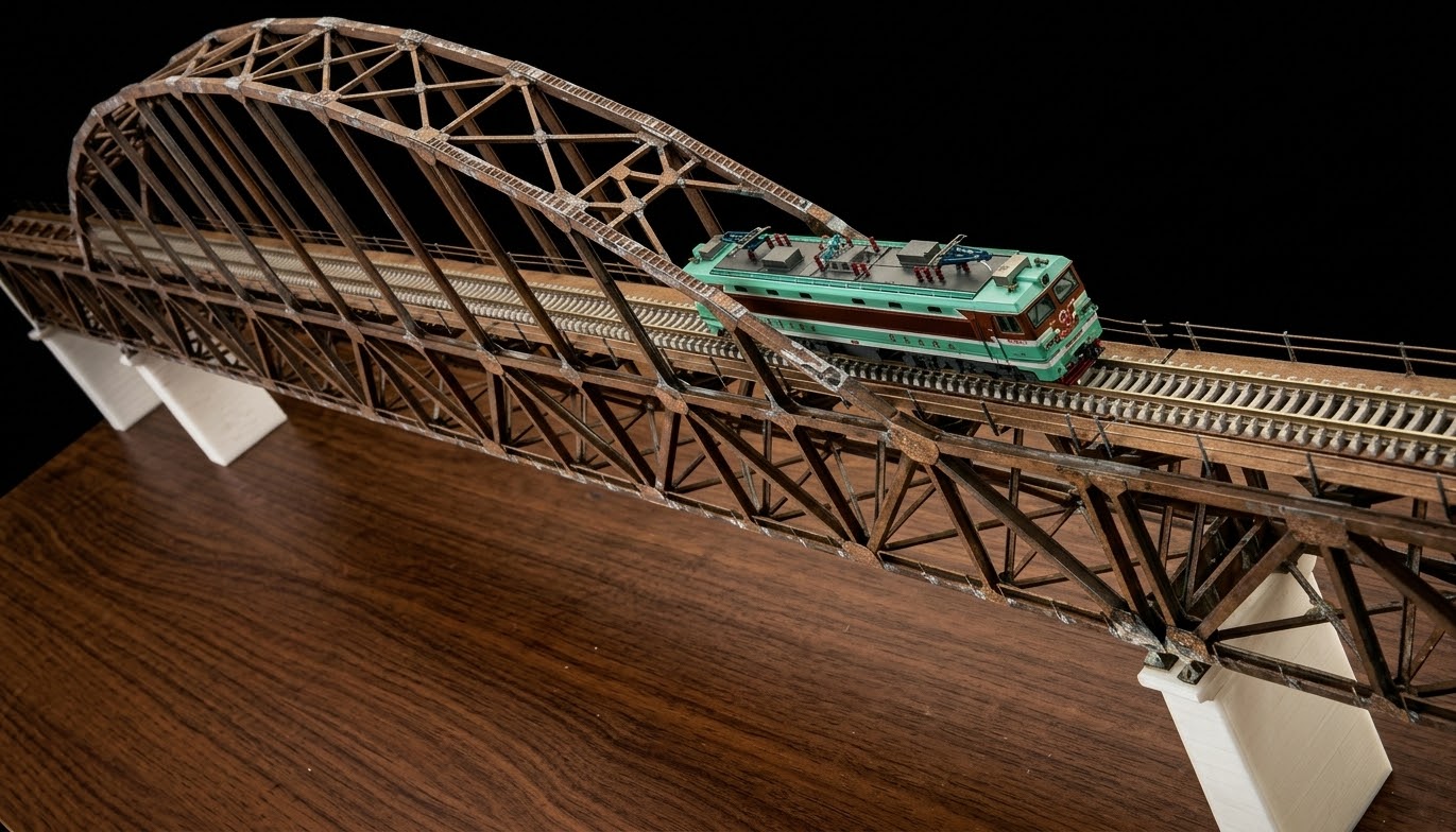 成昆線 "金山" 迎水河鐵路大橋 1:160 N規銅制中國鐵路橋系列第二款
