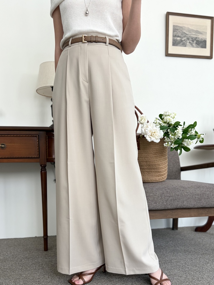 [輕薄!] Summer Timeless Rayon Pants (Light Beige)