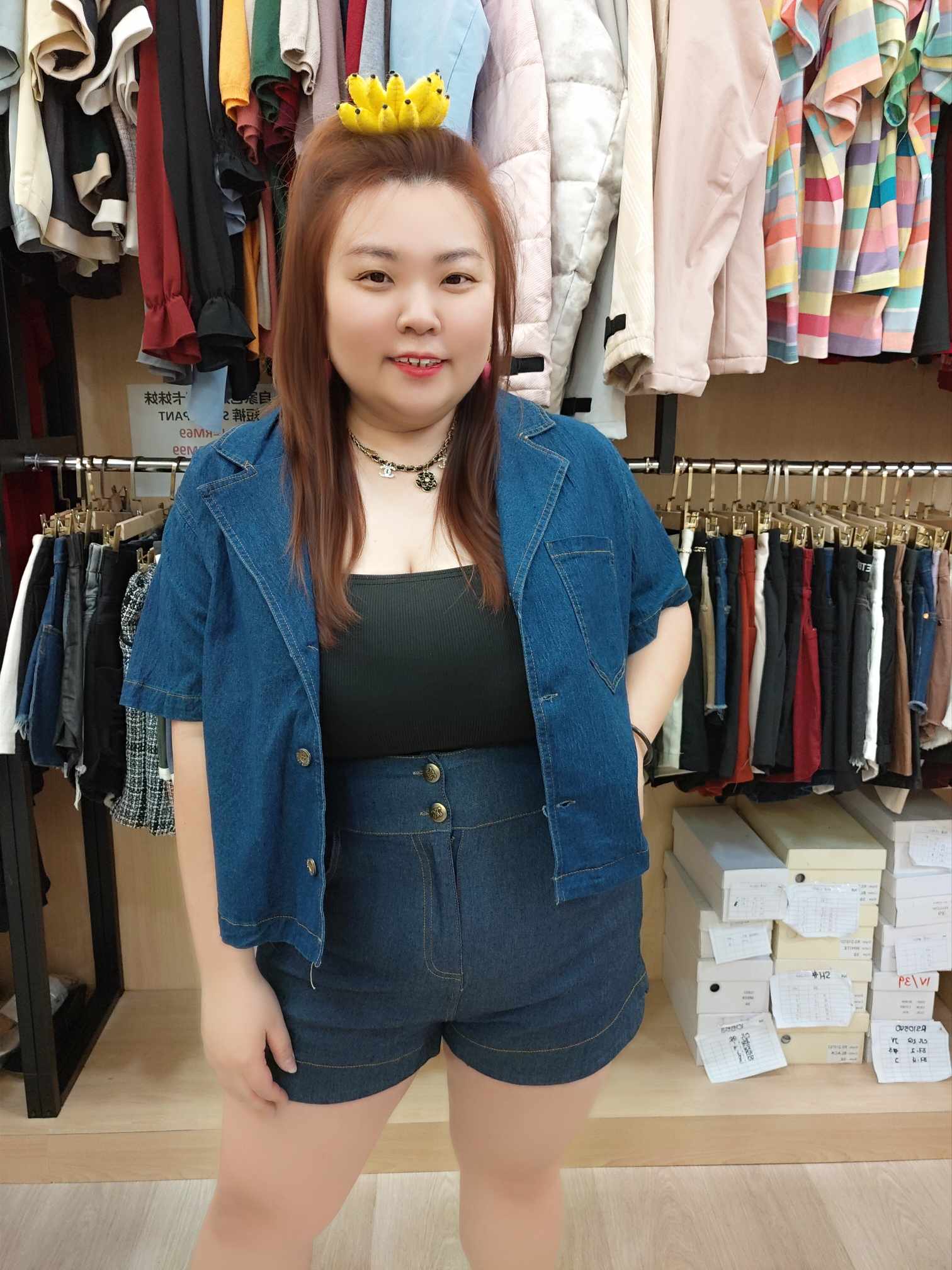 NBD09 TW#5707SP 金钮仿牛仔短裤