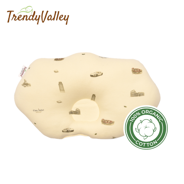 Trendyvalley Organic Cotton Baby Newborn Head Protection Dimple Pillow
