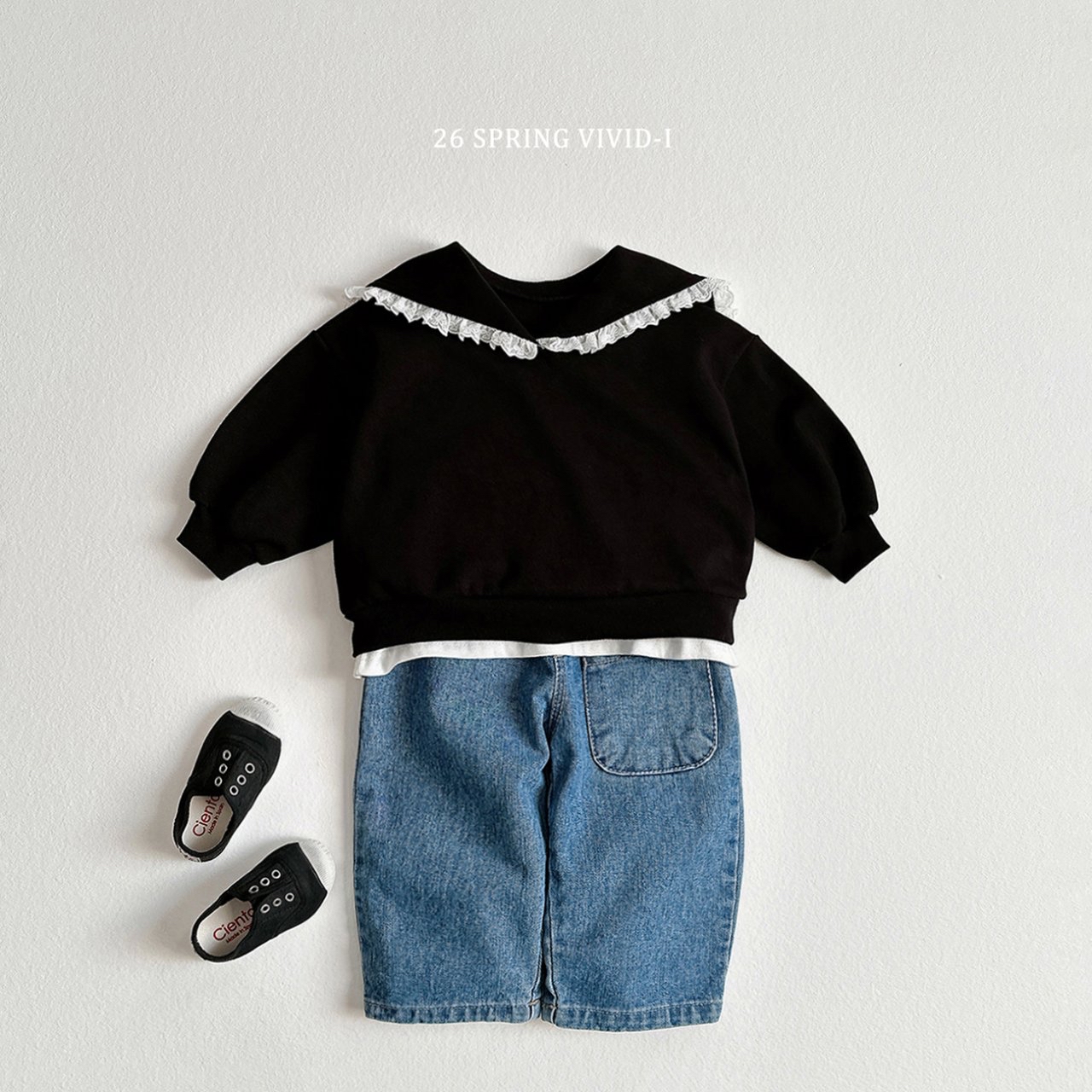 🌸預訂 韓國直送🌸🇰🇷VIVIDI三色蕾絲水手領泡泡袖喇叭褲上下套裝