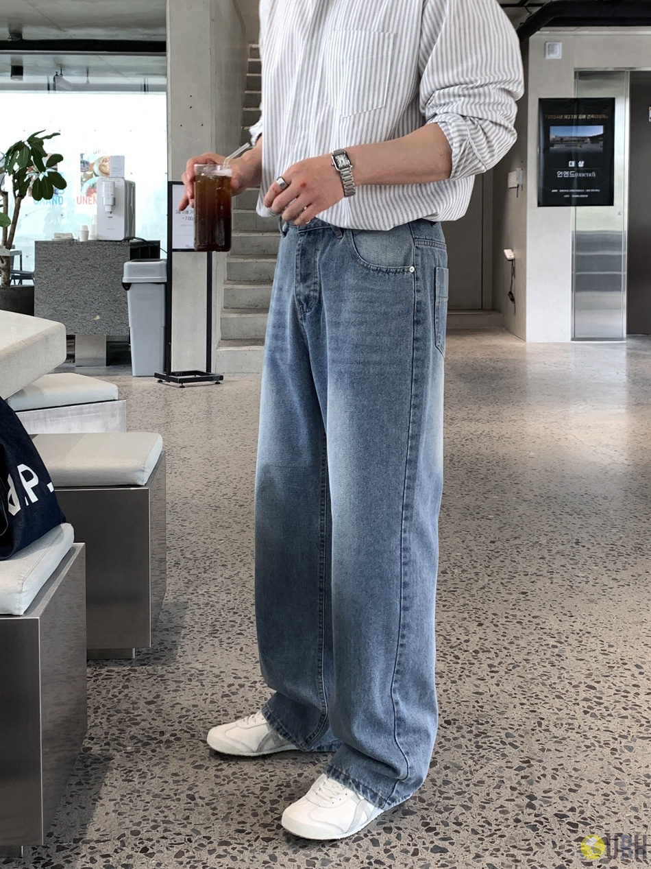 【100%保證韓國直送】復古灰調洗水寬鬆直腳牛仔褲 👖 [5 color] RL114824