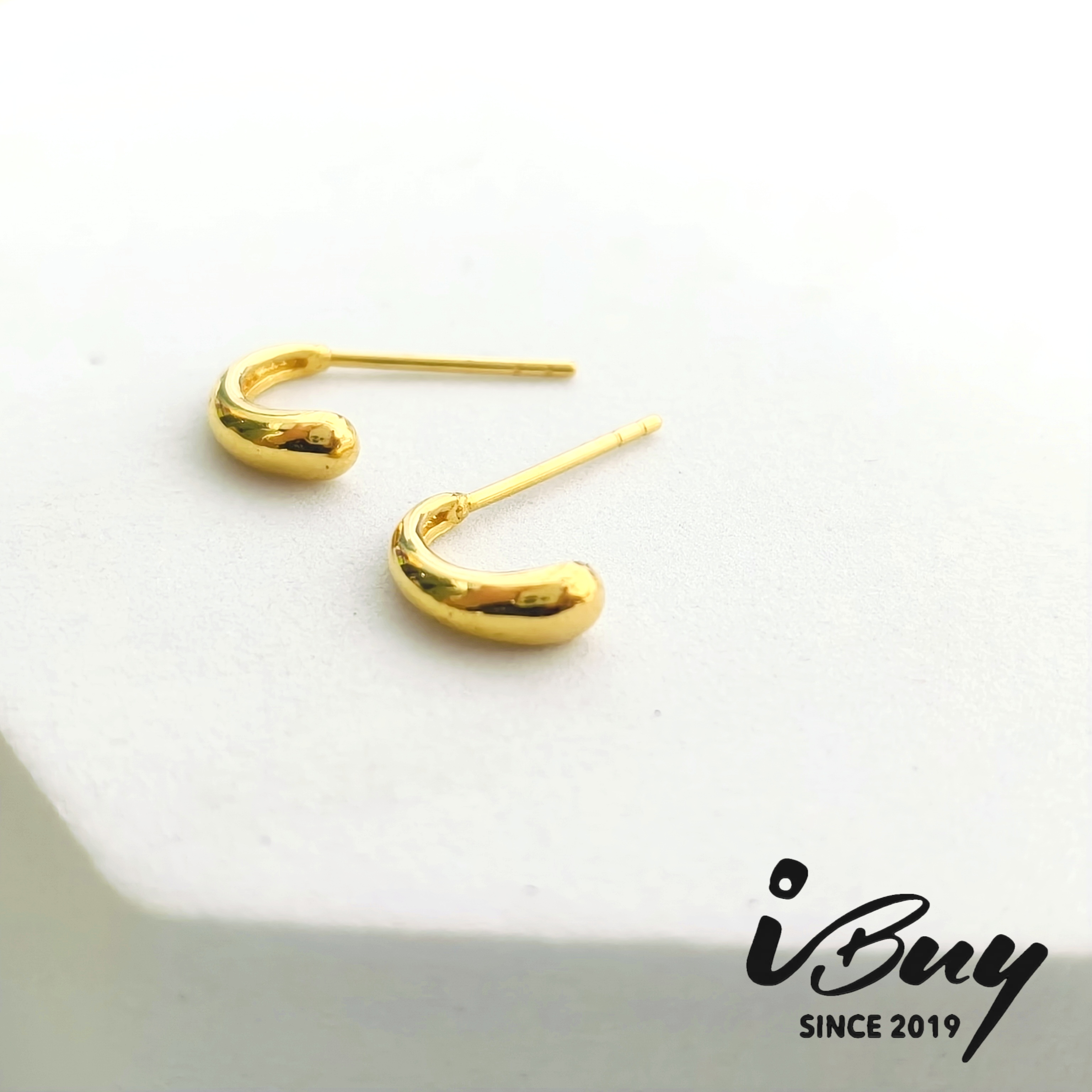 999 GOLD SMOOTH SEMI-CIRCLE EARSTUD 999 金 光身半圆耳钉