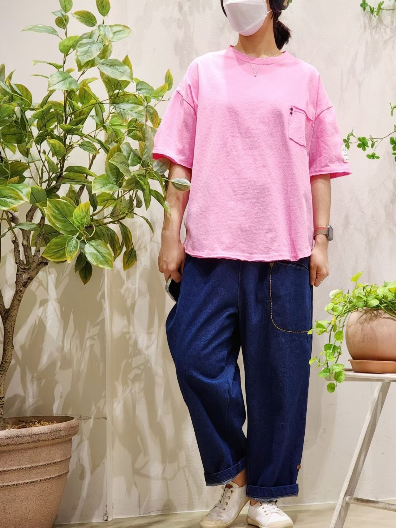 NO OX 特色雙鈕子袋口tee