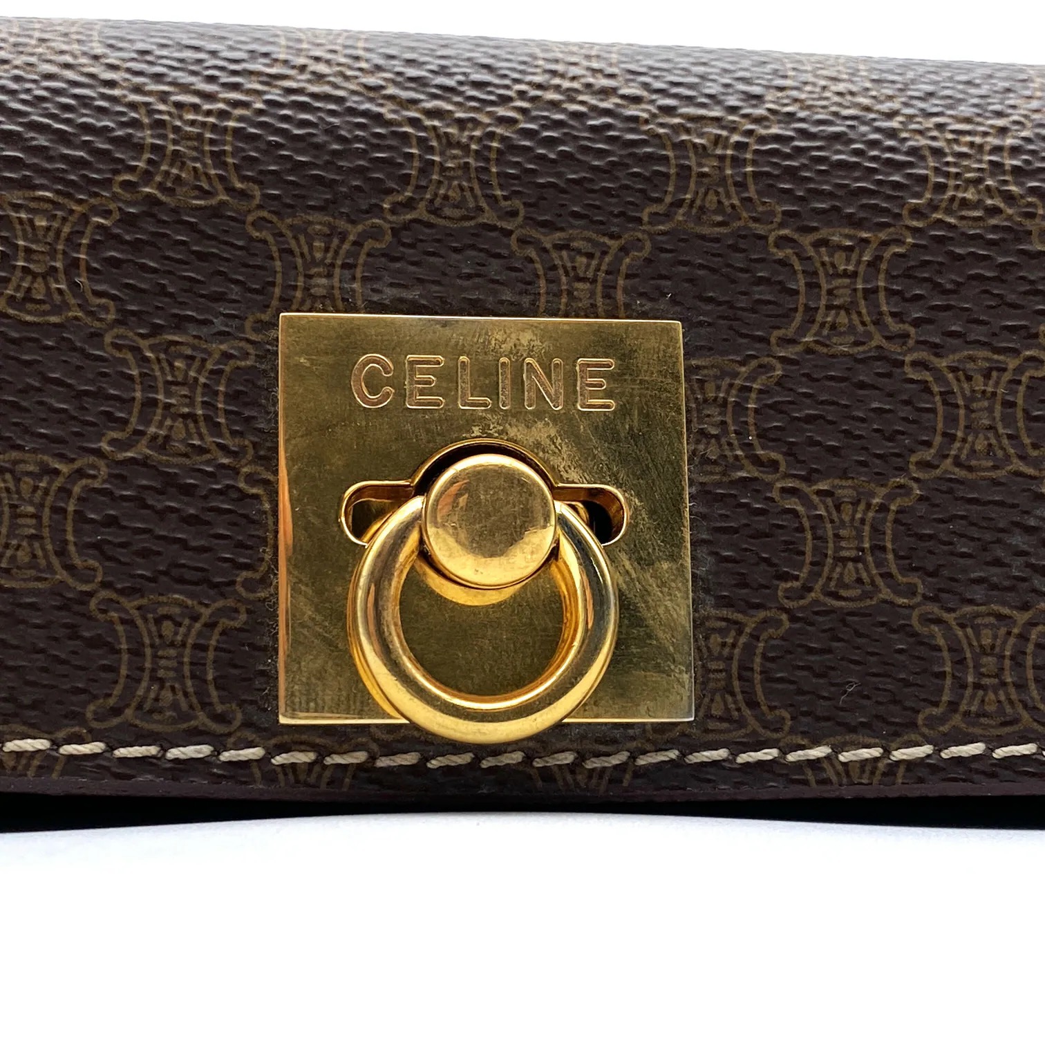 Celine Brown Macadam Pattern Vintage Shoulder Bag