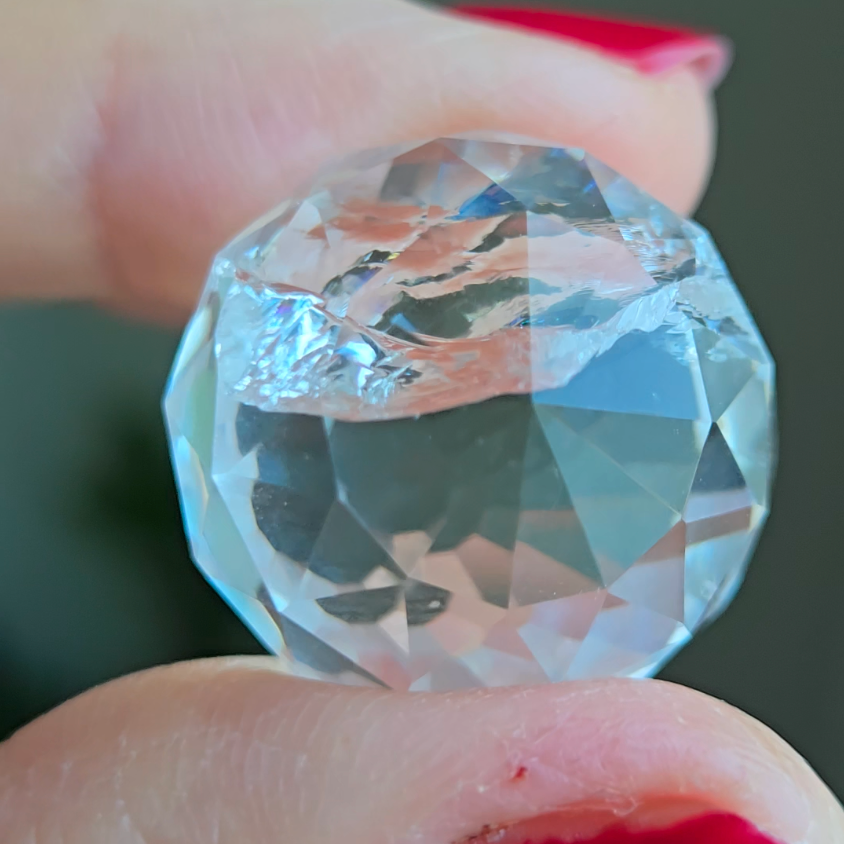 Rainbow faceted clear quartz sphere - CQ233