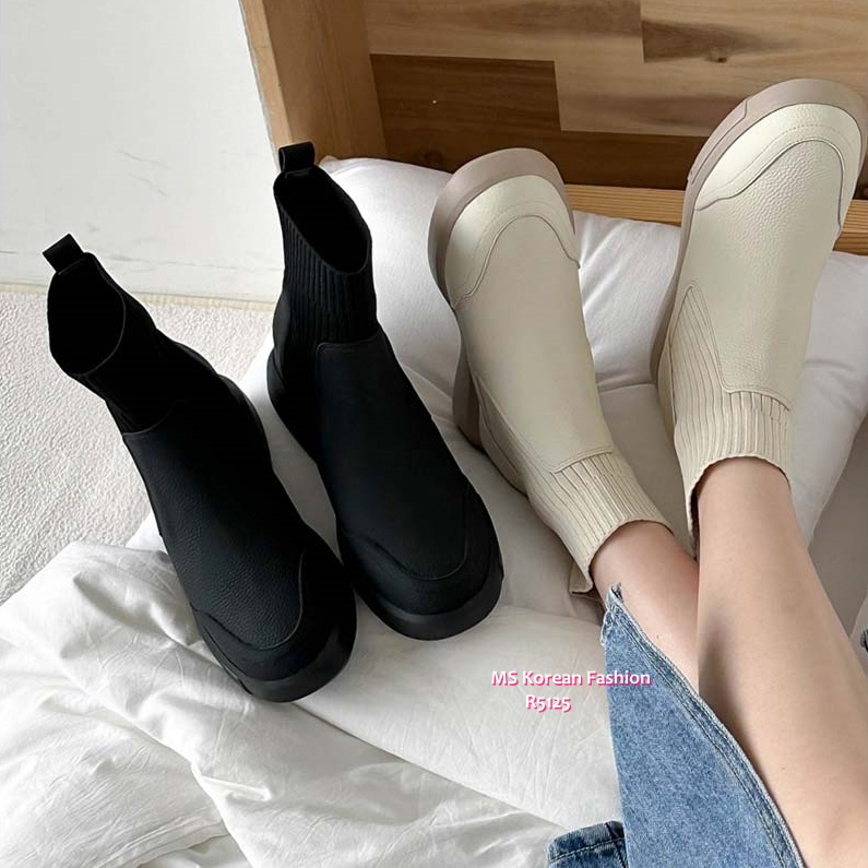 R5125 韓國🇰🇷襪套真皮短boot