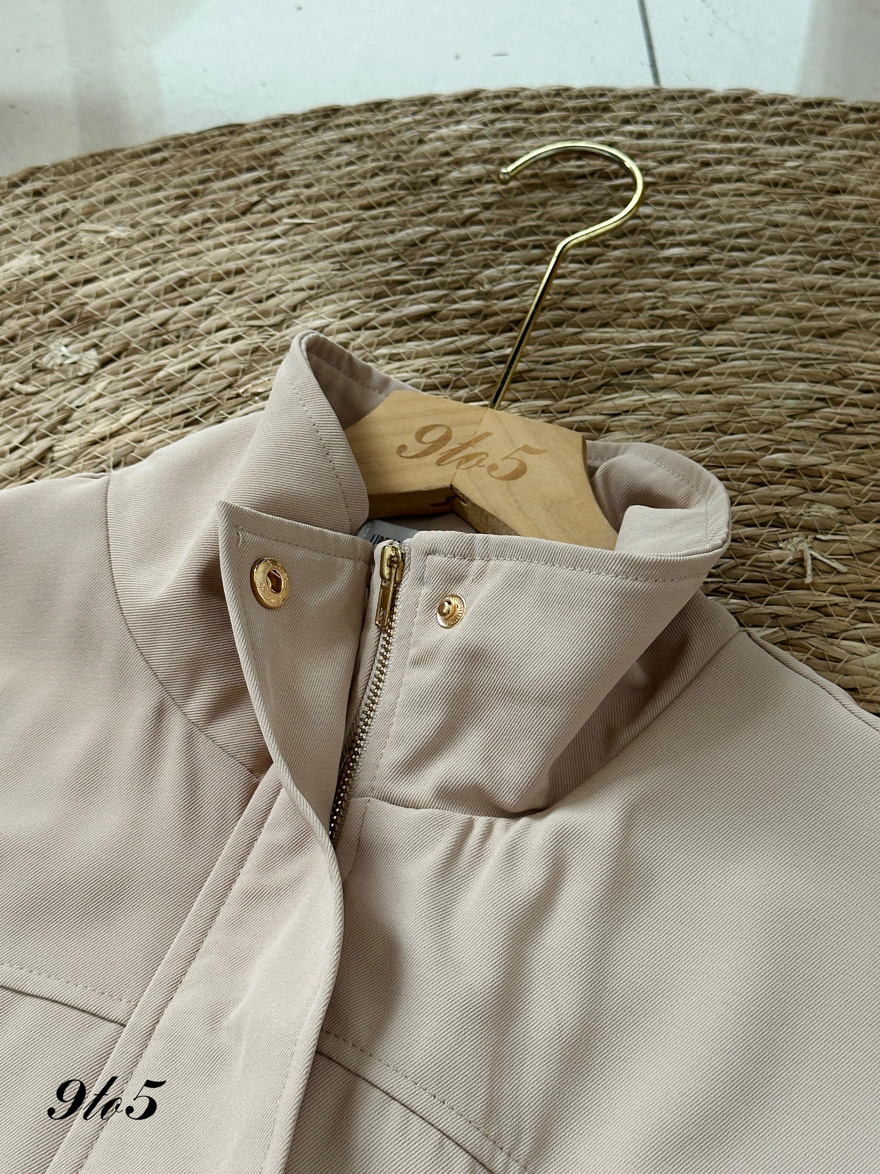 T3903 Stand Collar Cargo Top/Jacket - 3 Colors