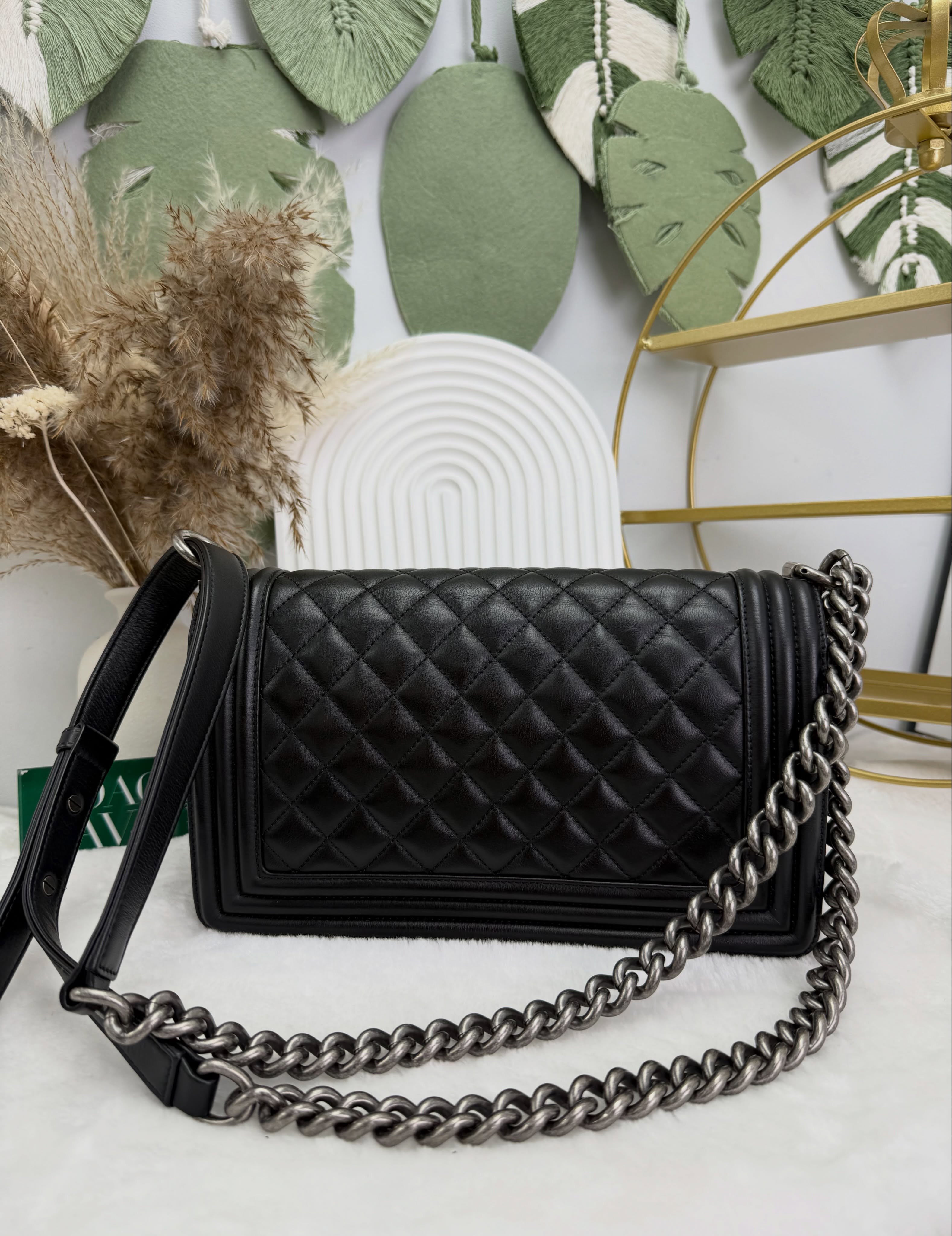 Chanel👜 PRE OWNED 🛍️黑銀leboy 全套 🖤