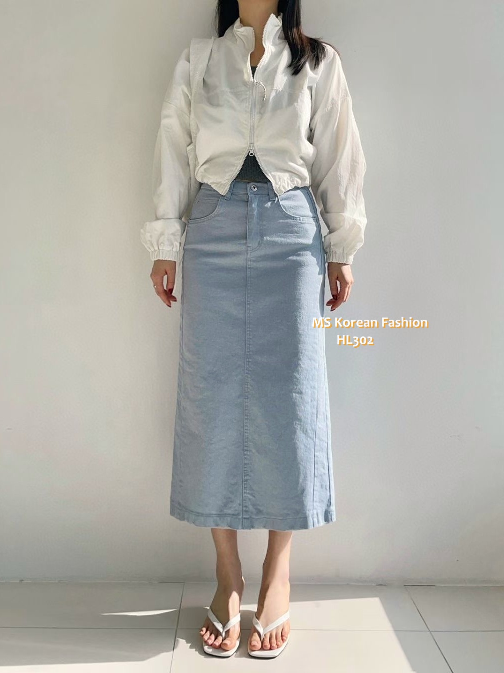 HL302 韓國🌼Howluk彈力棉後開叉半裙