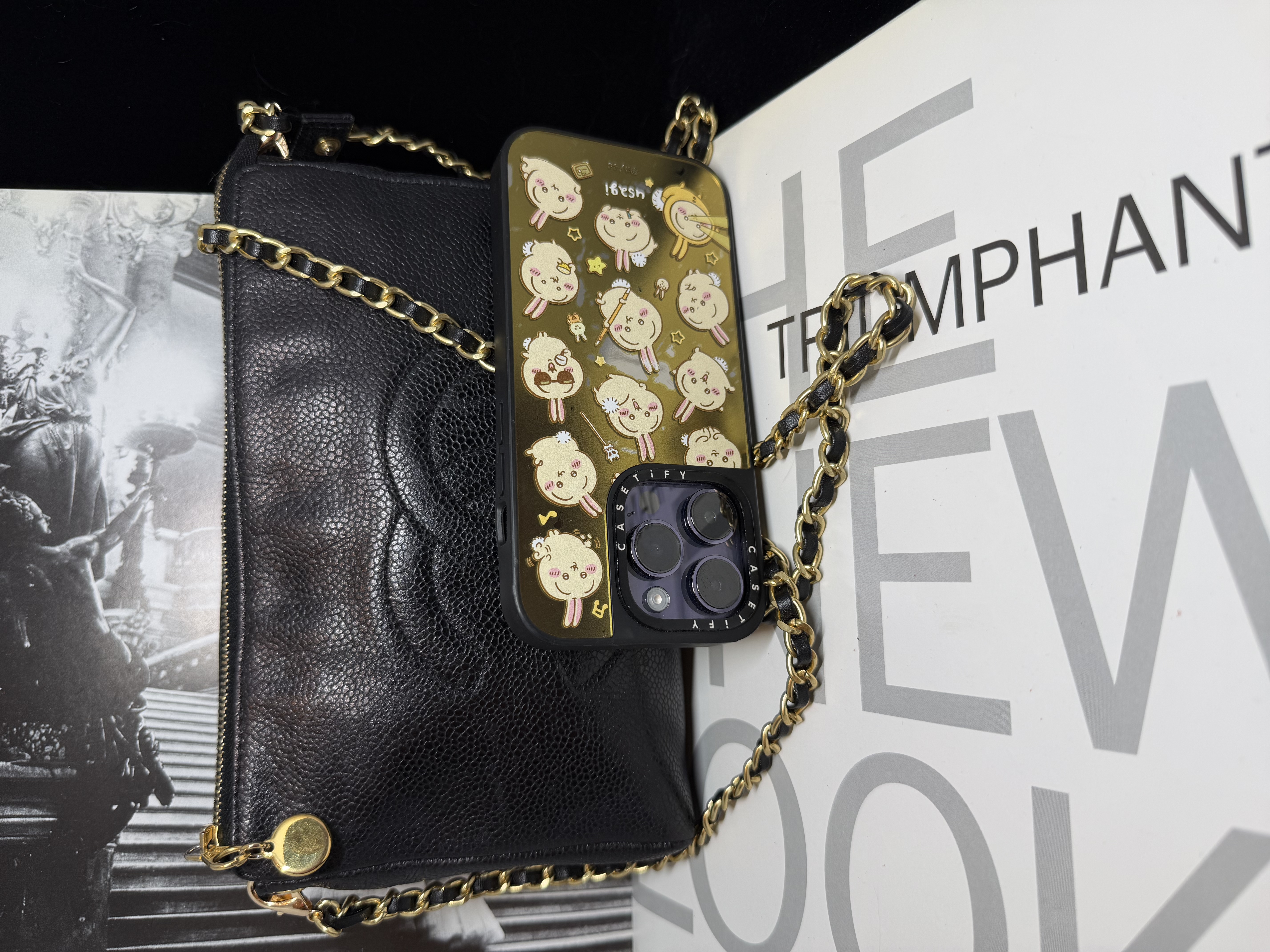 chanel cc black caviar vanity bag