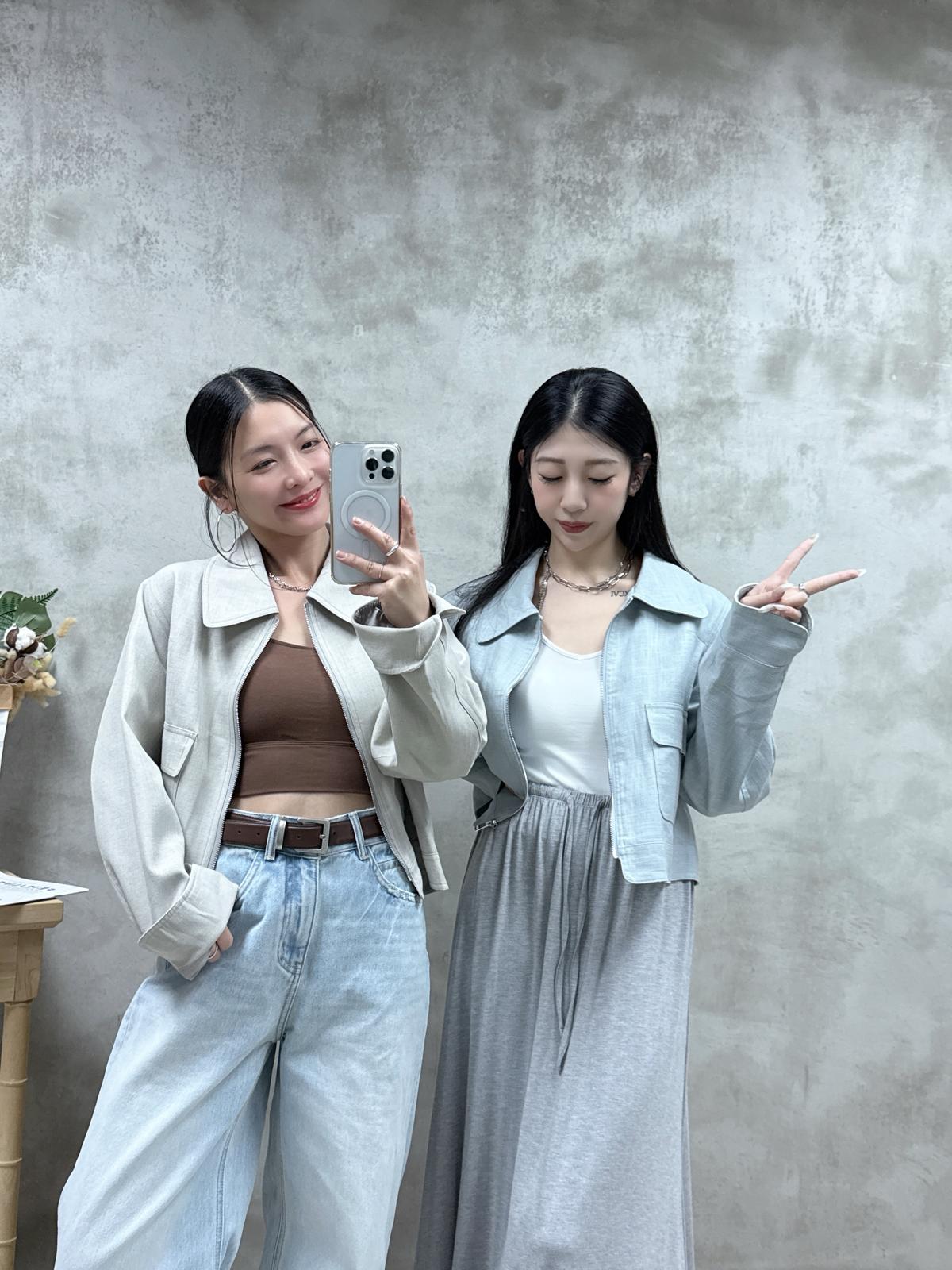 E07 雙袋棉麻外套