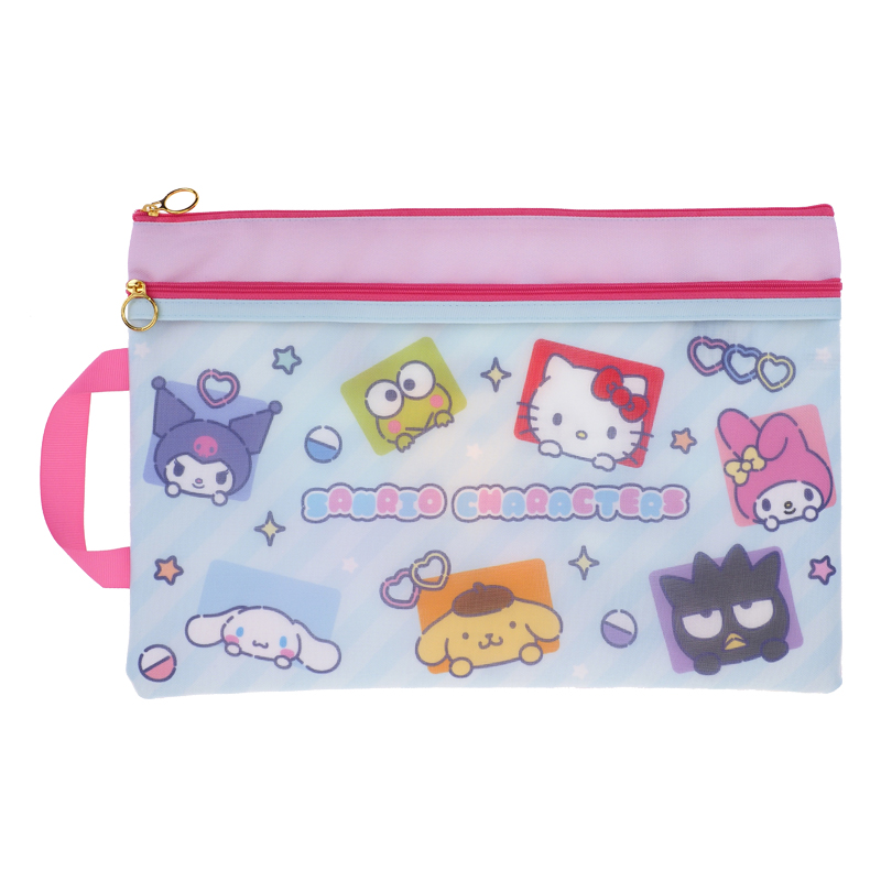 Mix Characters F4 Double Zipper Fabric Document Bag 雙拉鍊布文件袋連手挽