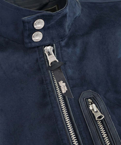 Arc Suede Contrast Bomber Jacket - Navy