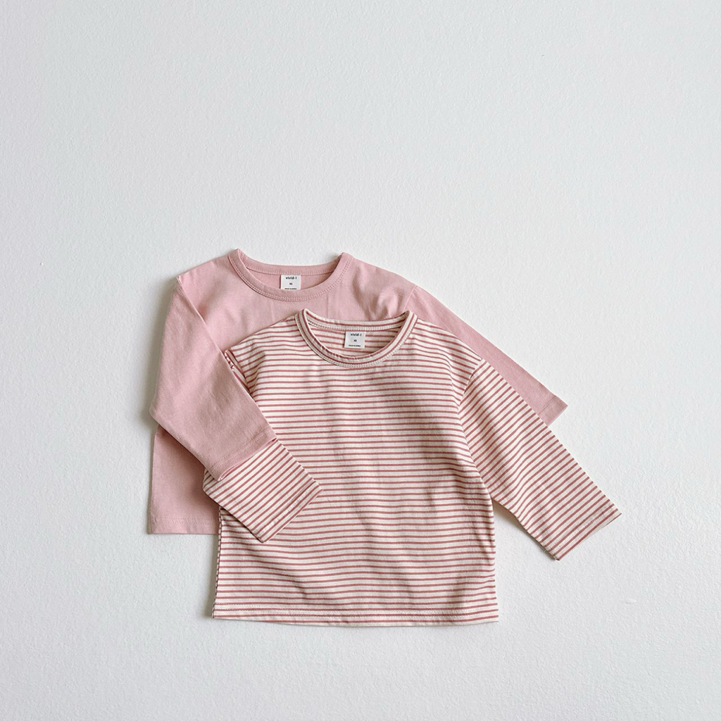 🌸預訂 韓國直送🌸🇰🇷VIVIDI四色日常寬鬆純色條紋長袖上衣套裝